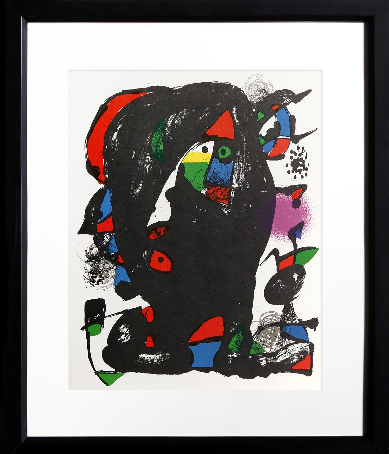Joan Miro is known for his abstract, expressive, and child-like Modern style. Original lithograph published in Miro Lithographe V Catalogue Raisonne. Nicely framed.

Lithographs IV (1259)
Joan Miro, Spanish (1893–1983)
Date: 1981
Lithograph
Size: 12
