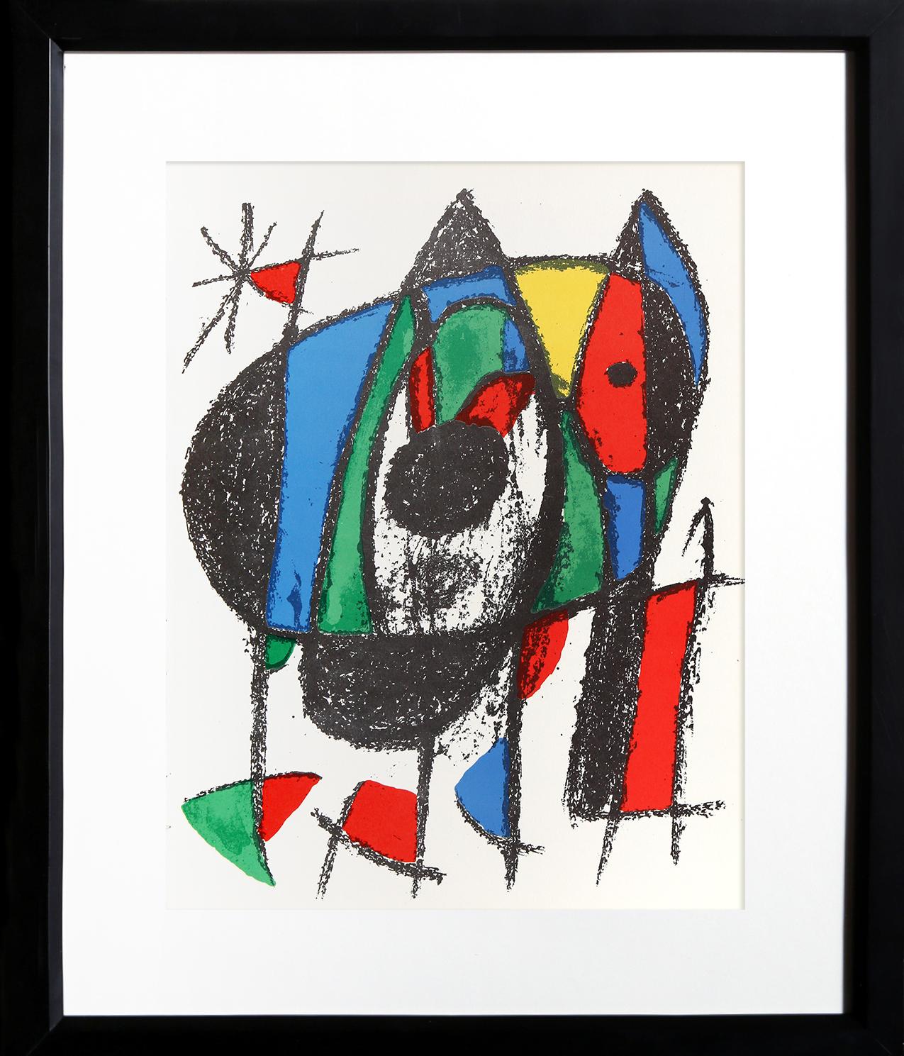 Joan Miro ist bekannt für seinen abstrakten, ausdrucksstarken und kindlich-modernen Stil. Original-Lithografie, veröffentlicht im Miro Lithographe II Catalogue Raisonne. Schön gerahmt.

Lithographien II (1041)
Joan Miro, Spanier (1893-1983)
Datum: