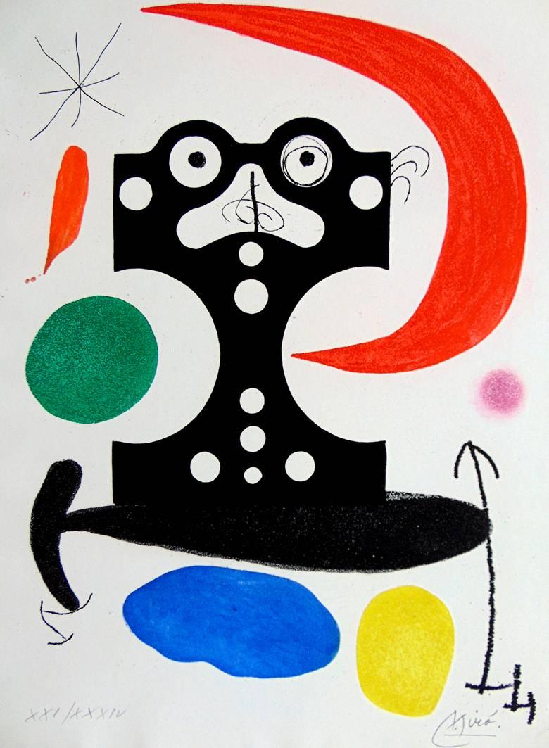 Joan Miró Figurative Print - Monument to Christopher Columbus and Marcel Duchamp -  13 Etchings by Artists