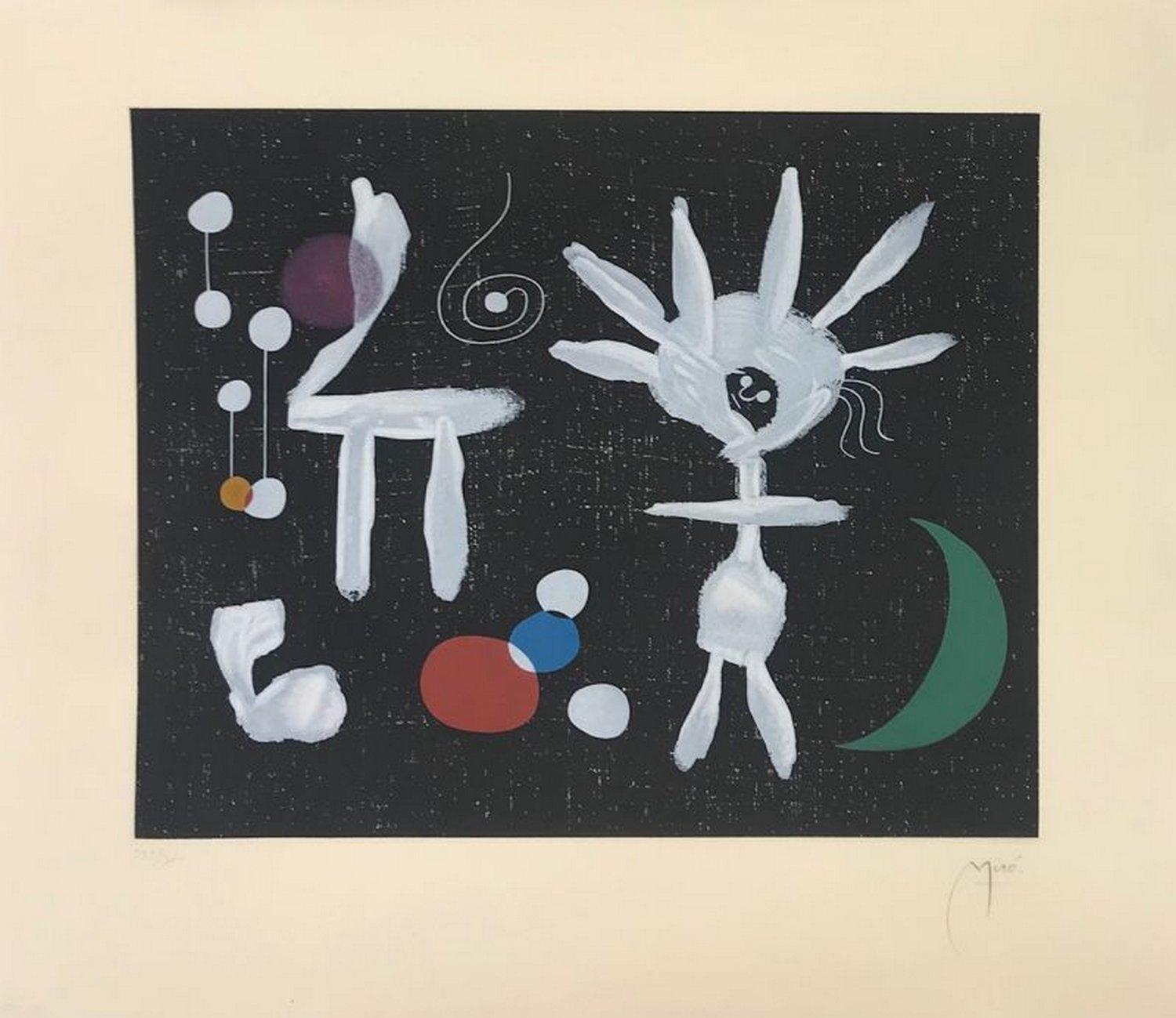 Joan Miró Abstract Print - Morning rain in the moonlight 
