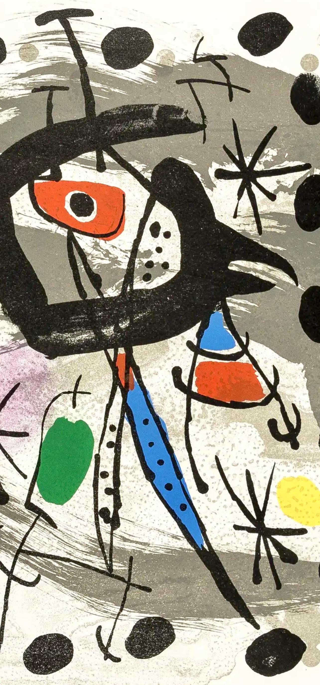 Oiseau solaire, oiseau lunaire, étincelles (Mourlot 567), XXe siècle - Surrealist Print by Joan Miró