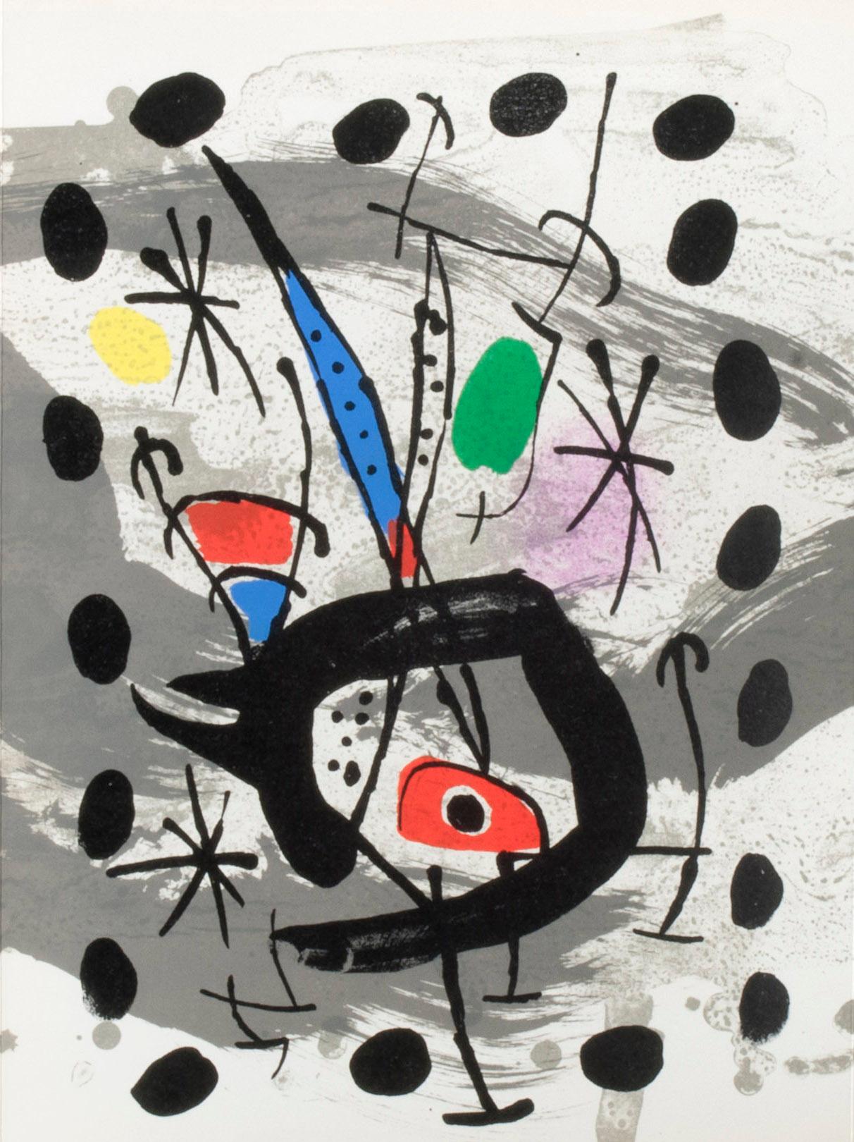 Oiseau solaire, oiseau Lunaire, etincelles (Solar Vogel, Mondvogel, funkelnde Vögel) (Abstrakt), Print, von Joan Miró