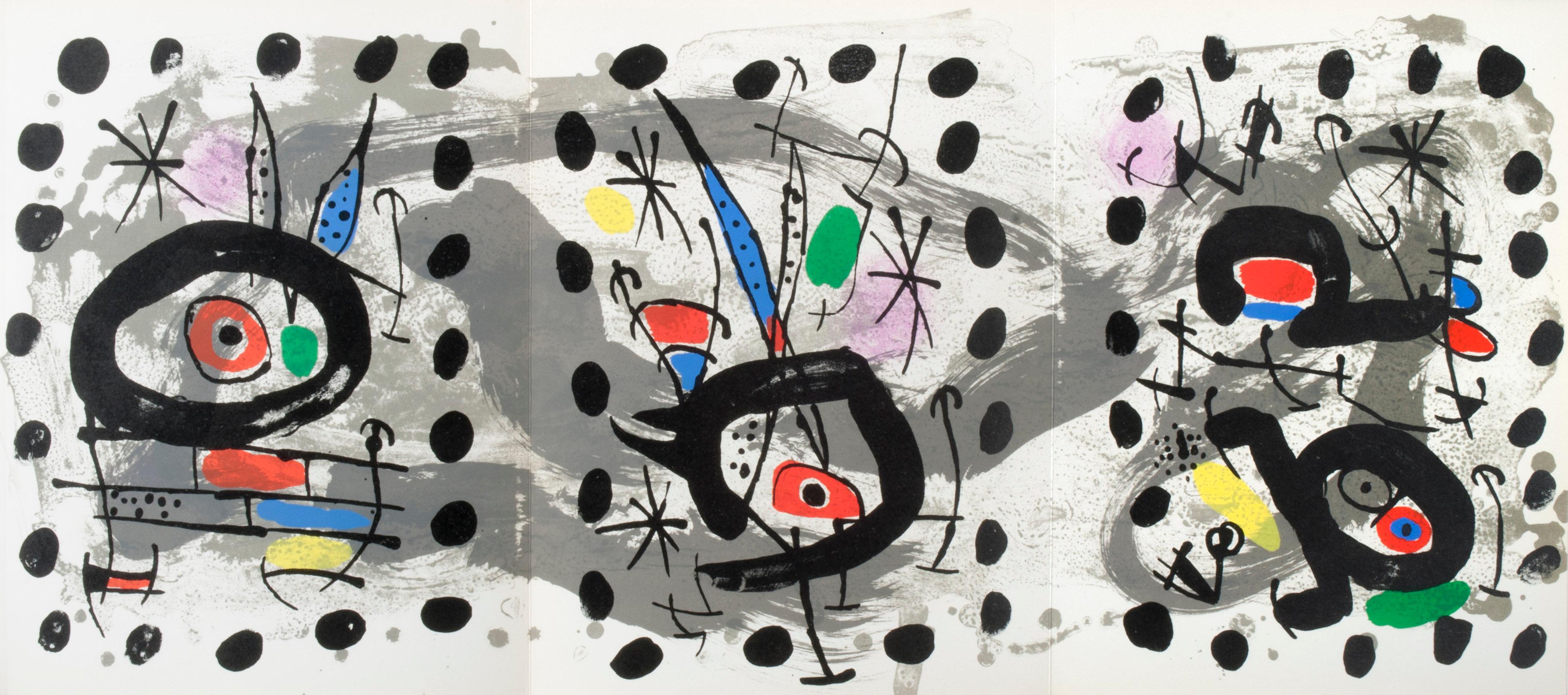 Joan Miró Abstract Print – Oiseau solaire, oiseau Lunaire, etincelles (Solar Vogel, Mondvogel, funkelnde Vögel)