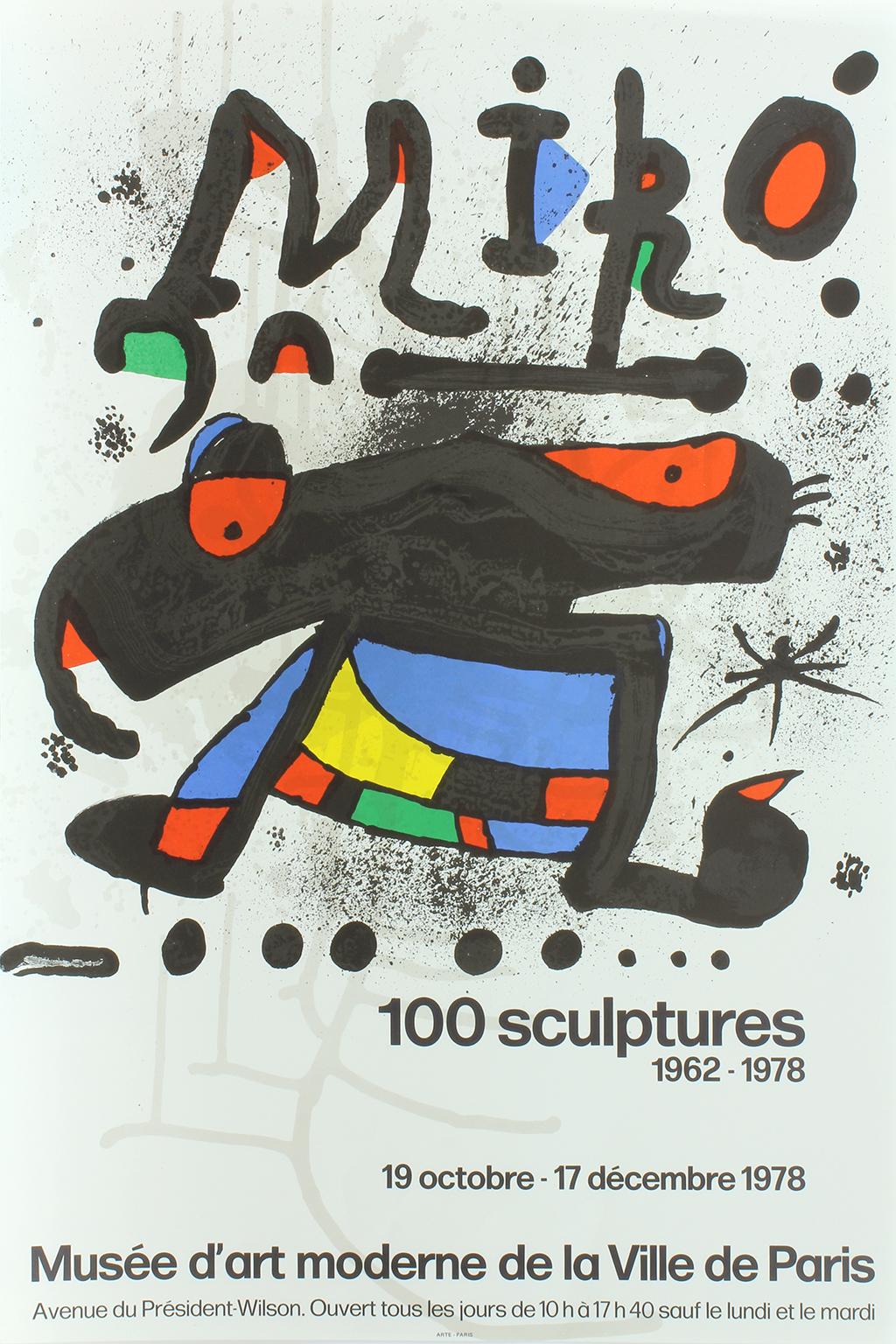 Original lithograph poster for "Miro 100 Sculptures 1962-1978" 1978 exhibition