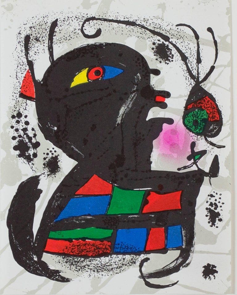 "Original Lithograph V" is an original color lithograph by Joan Miro, published in "Miro Lithographs III, Maeght Publisher" in 1977. It depicts Miro's signature biomorphic abstract style in black, green, yellow, red, and blue. 

12 9/16" x 9 3/4"