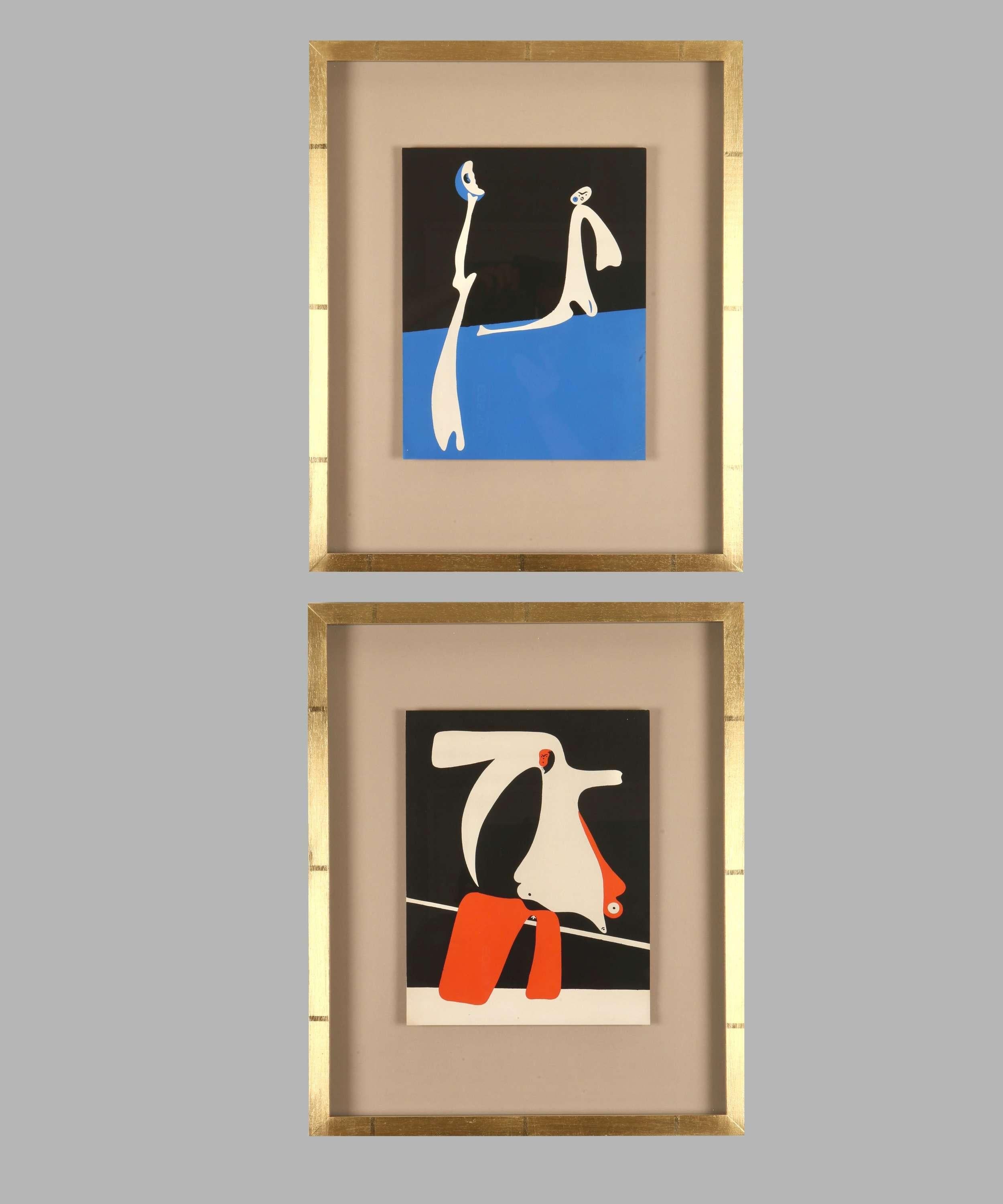 Joan Miró Abstract Print - Original pochoirs: "Surrealism I & II", sold as a pair.