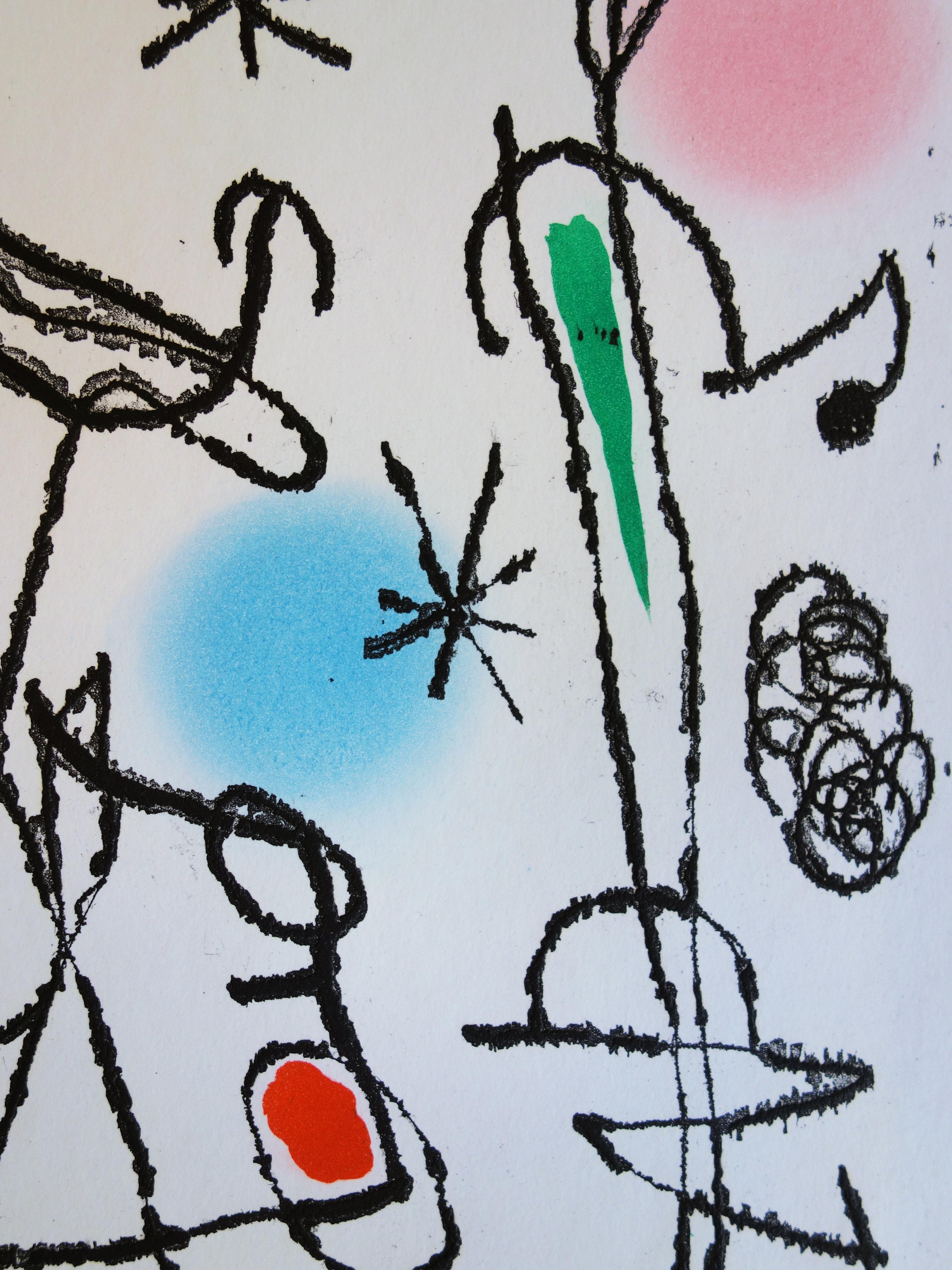 Paroles Peintes - Original color Etching and Aquatint - 1967 - Gray Abstract Print by Joan Miró