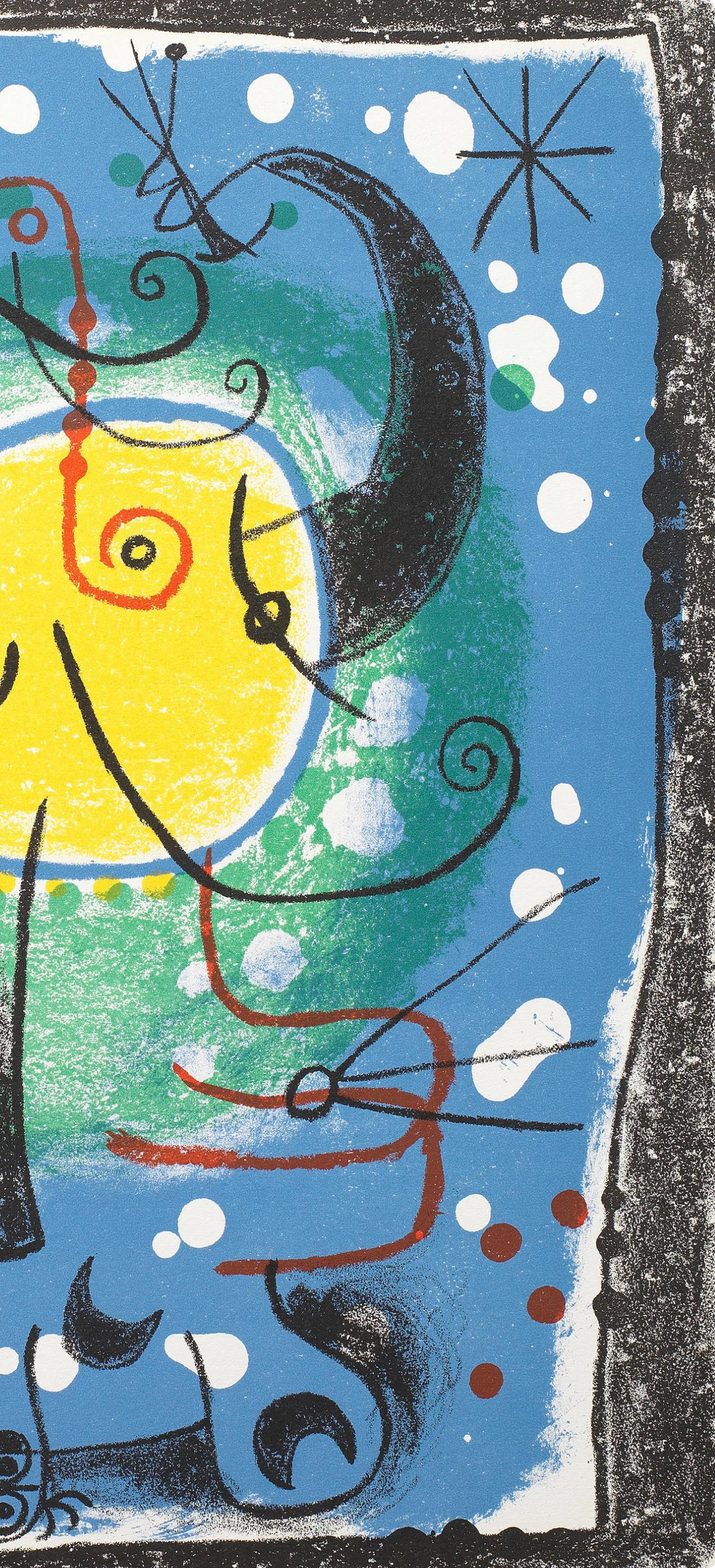 Personnage (Mourlot 244), Société internationale d'art XXe siècle - Blue Figurative Print by Joan Miró
