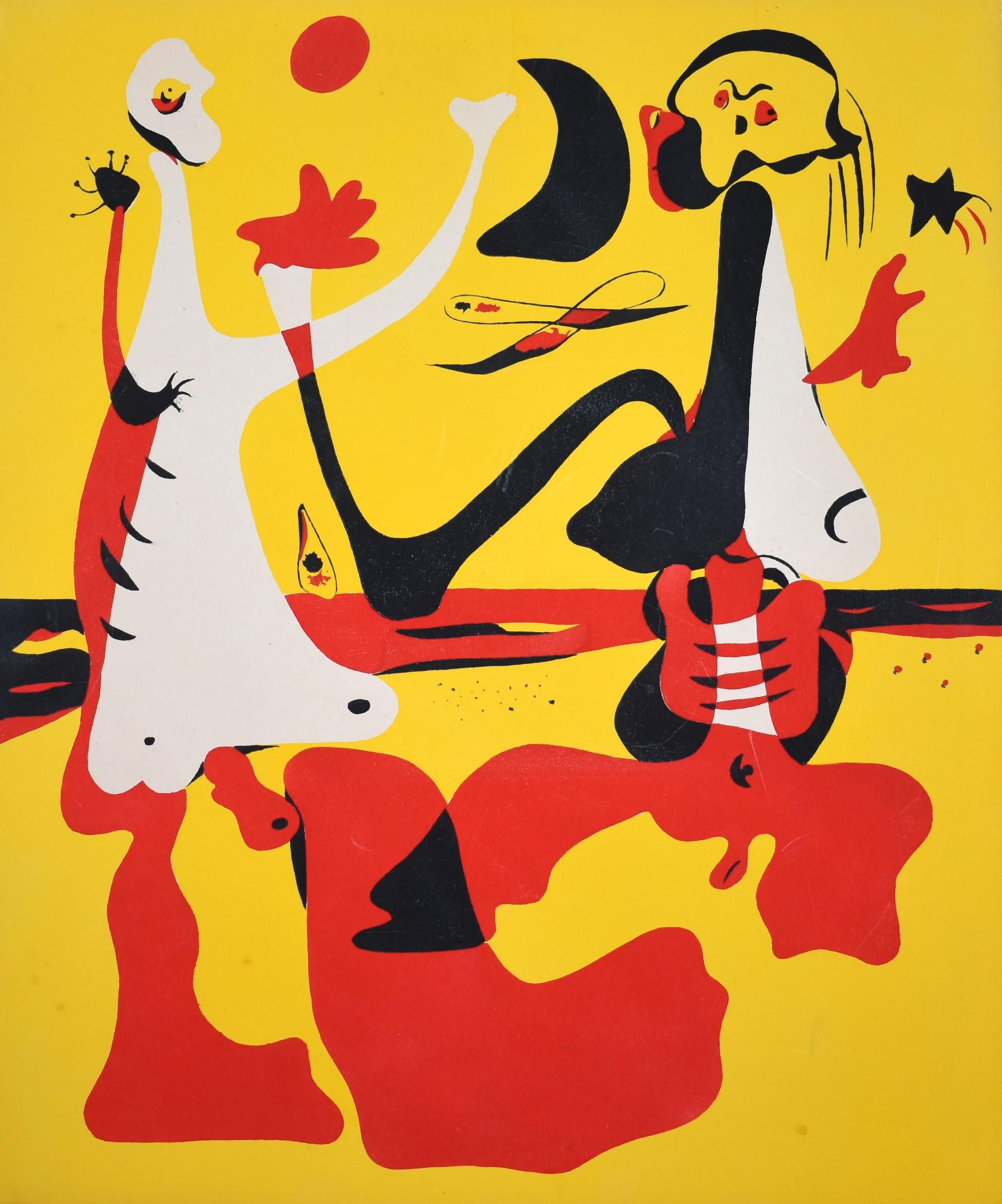 Joan Miró Figurative Print - Personnages Devant la Mer: Figures by the Sea