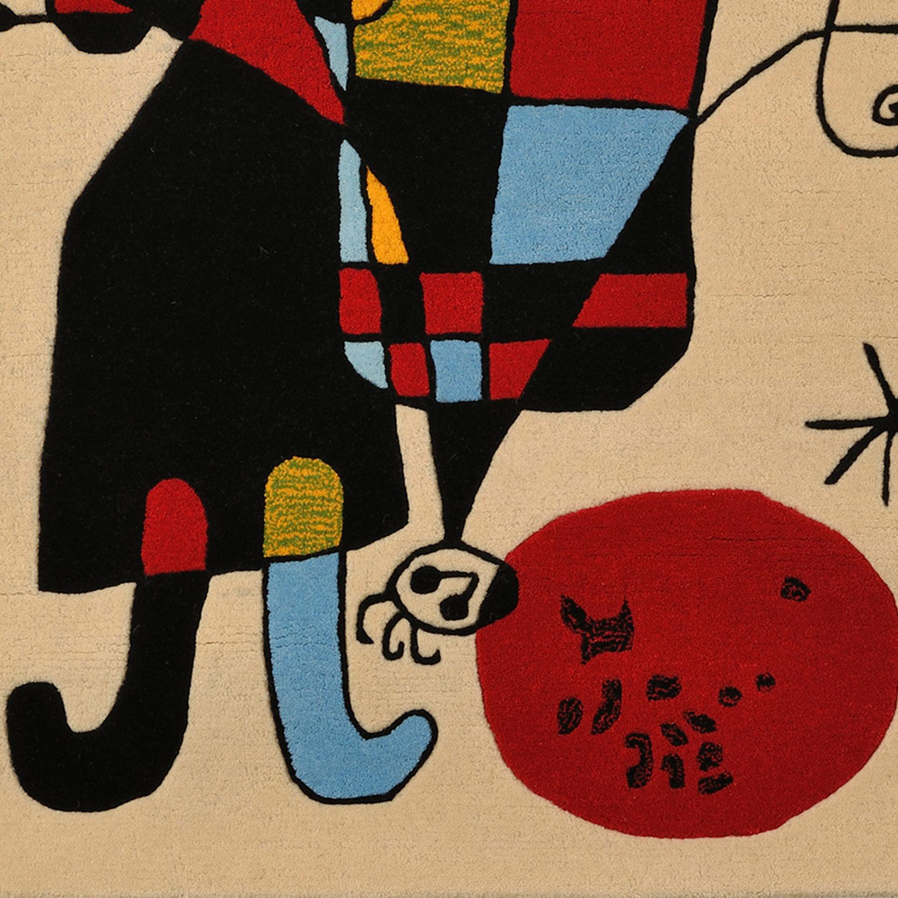 Personnages et Chien devant le Soleil, Joan Miró, 1949, Tapisserie, Surréalisme en vente 3