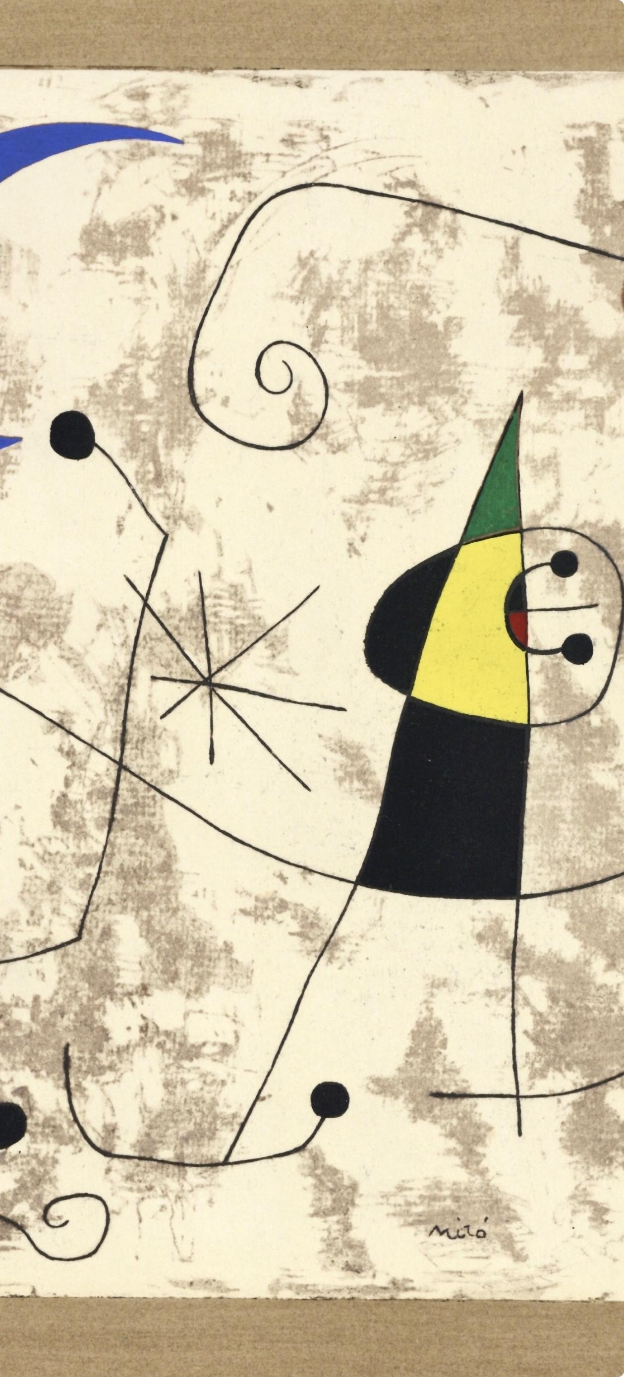 Personnages, Société internationale d'art XXe siècle - Beige Abstract Print by Joan Miró