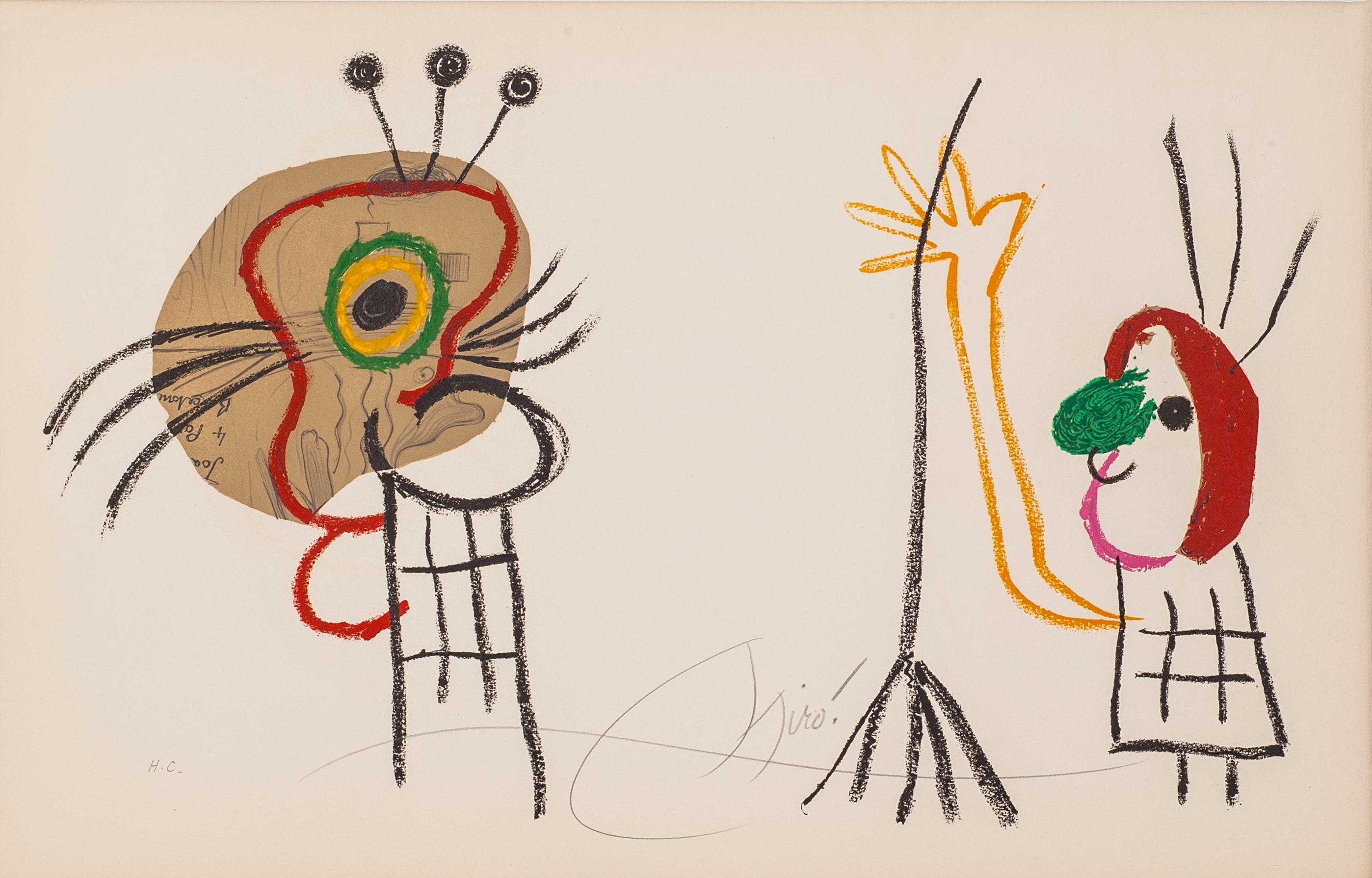 plate 1019 from the portfolio "L'Enfance d'UBU". Original Lithograph. Signed - Print by Joan Miró