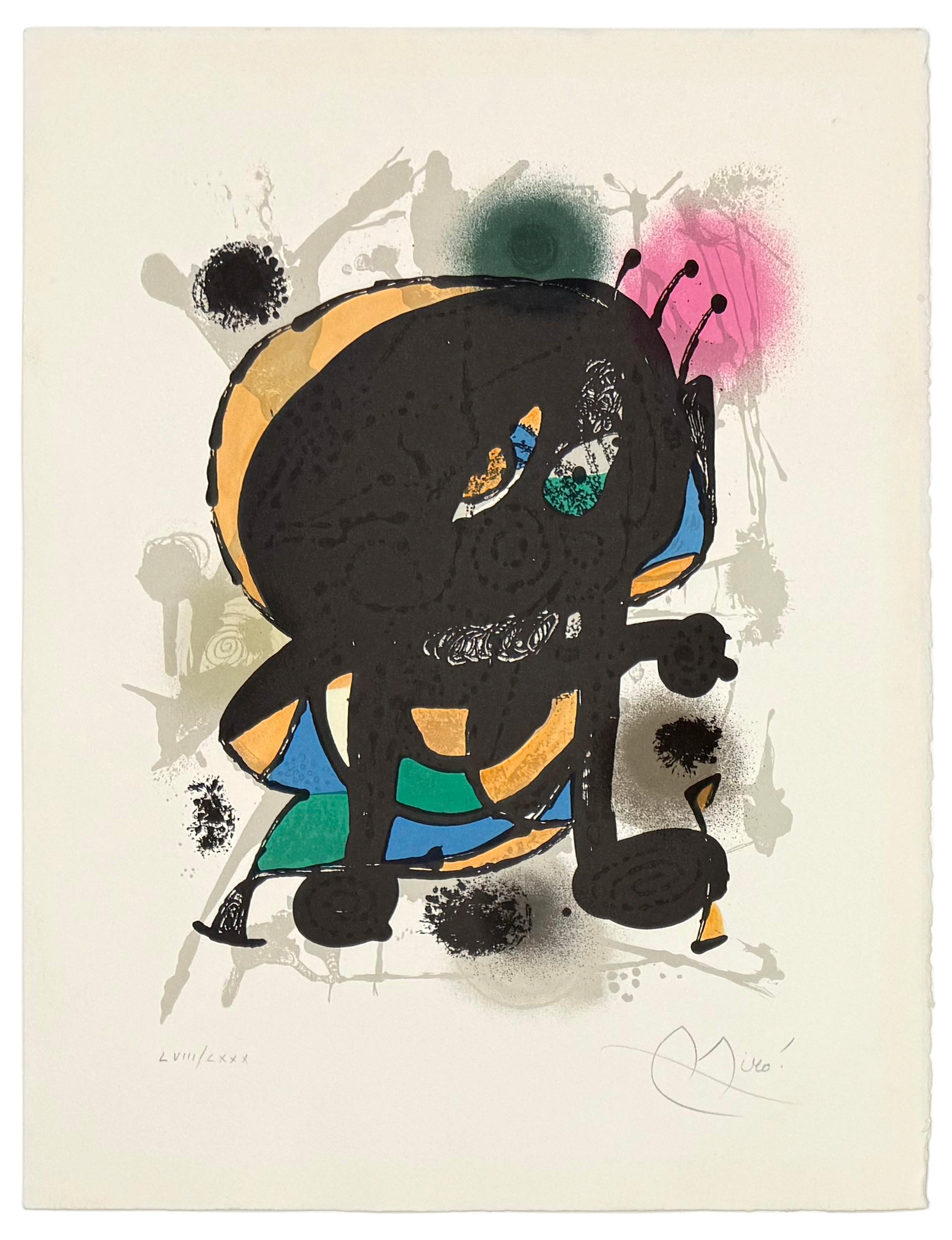 Abstract Print Joan Miró - Planche 4 des Lithographies III, Mourlot 1115 (lithographie signée à la main)