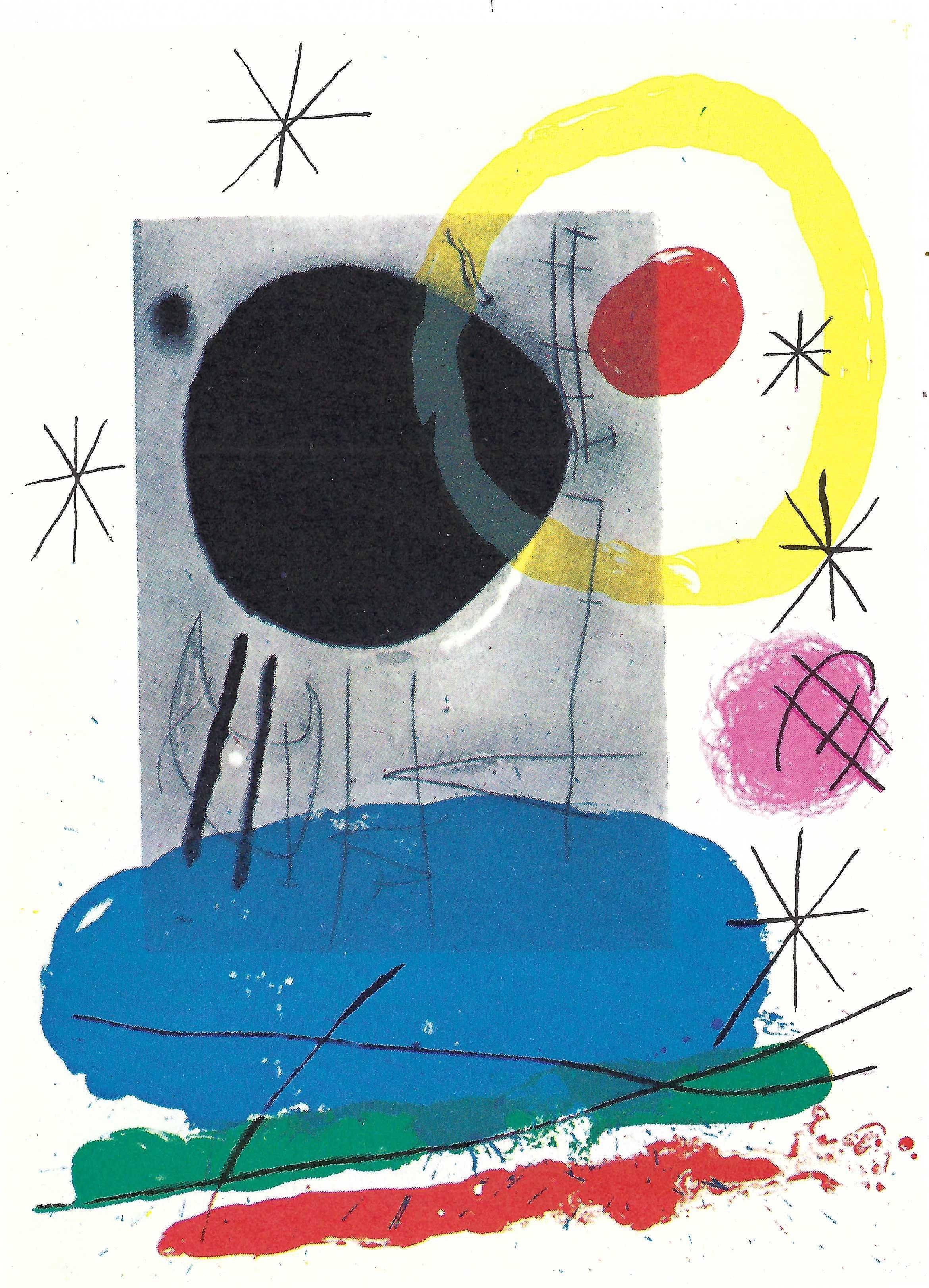 Joan Miró Abstract Print - Plate 5, from 1965 Peintures sur Cartons