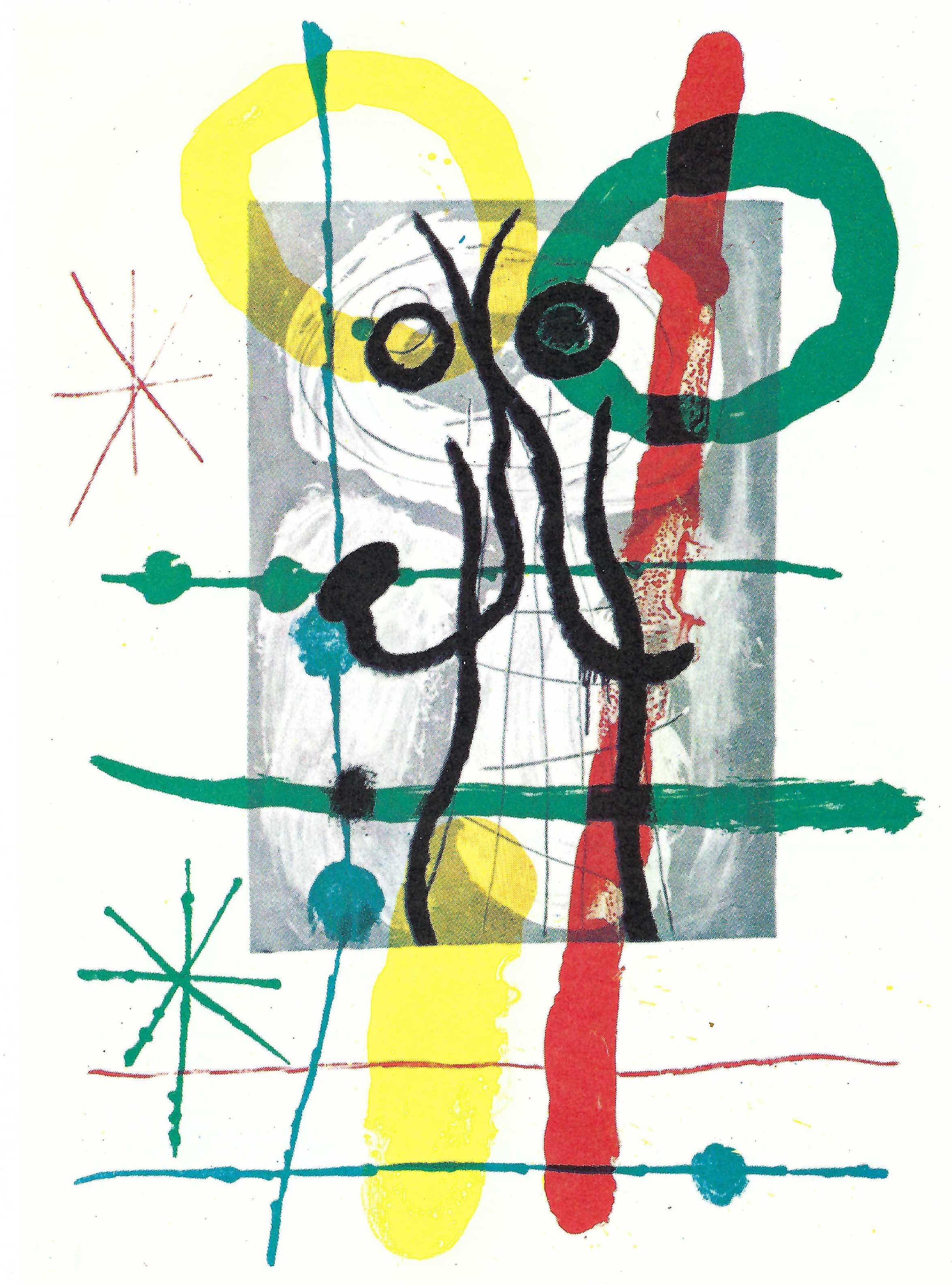 Joan Miró Abstract Print - Plate 6, from 1965 Peintures sur Cartons