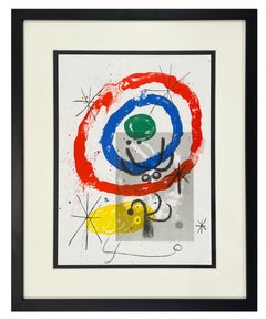 Joan Miro Abstract Lithograph, Unsigned, 1965, Peintures sur Cartons