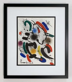 Joan Miro Lithograph, Abstract Print, 1972, Plate VI from Lithographe I