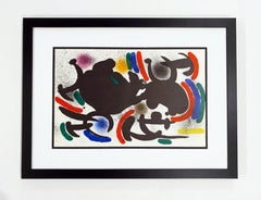 Joan Miro Abstract Lithograph, Unsigned, 1972, Framed, "Plate VII"