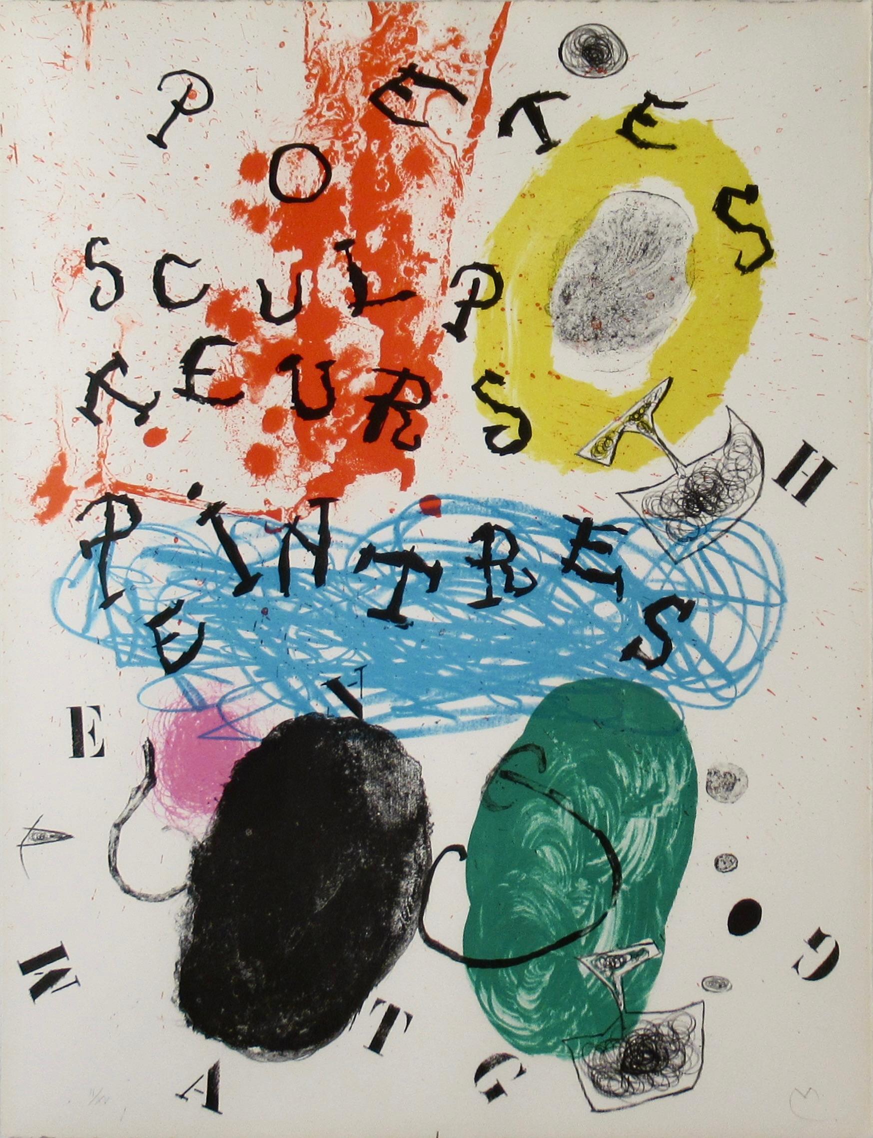 Poetes, Sculpteurs, Peintres - Print di Joan Miró