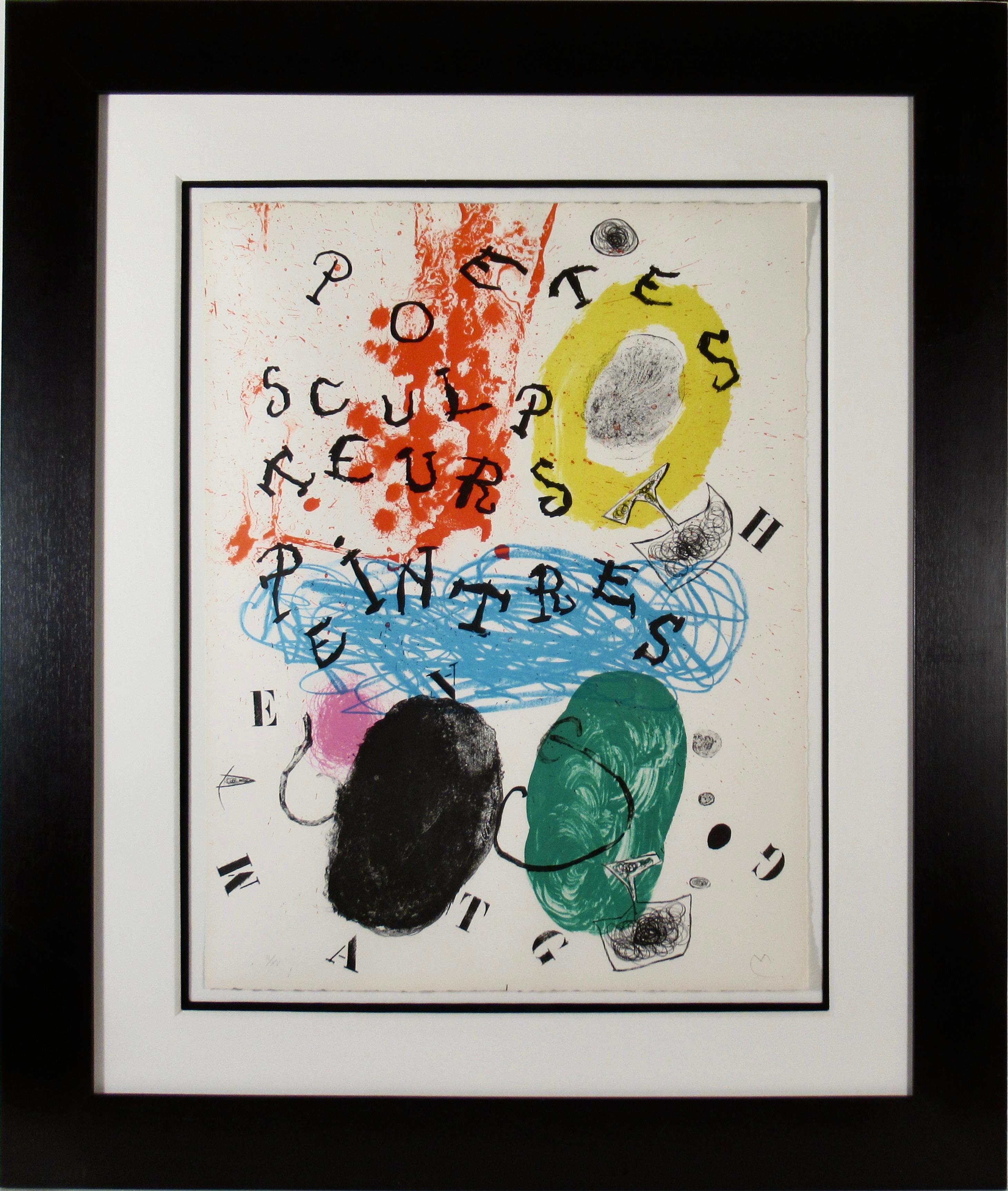 Joan Miró Abstract Print - Poetes, Sculpteurs, Peintres