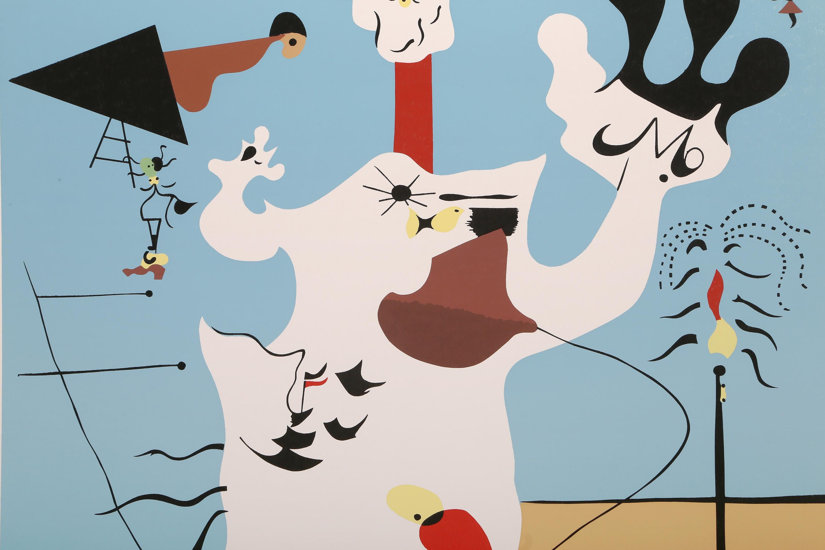 Potato, Surrealist Screenprint Poster after Joan Miro - Blue Abstract Print by Joan Miró