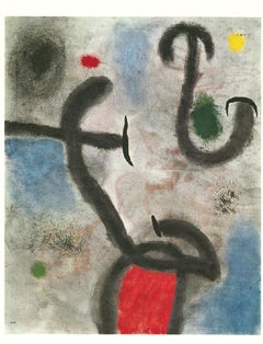 Woman and Bird - Original Lithograph by Joan Mirò - 1965