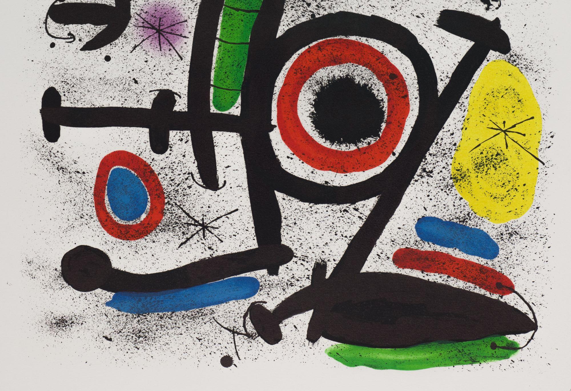 Querelle d'Amoureaux II (Allegro Vivace, M.1234) is a lithograph from Joan Miró's Allegro Vivace series, from 1981. The print has an image size of 24 x 18 inches and framed dimensions of 44.25 x 35.25 inches. Signed 'Miró' lower right and numbered
