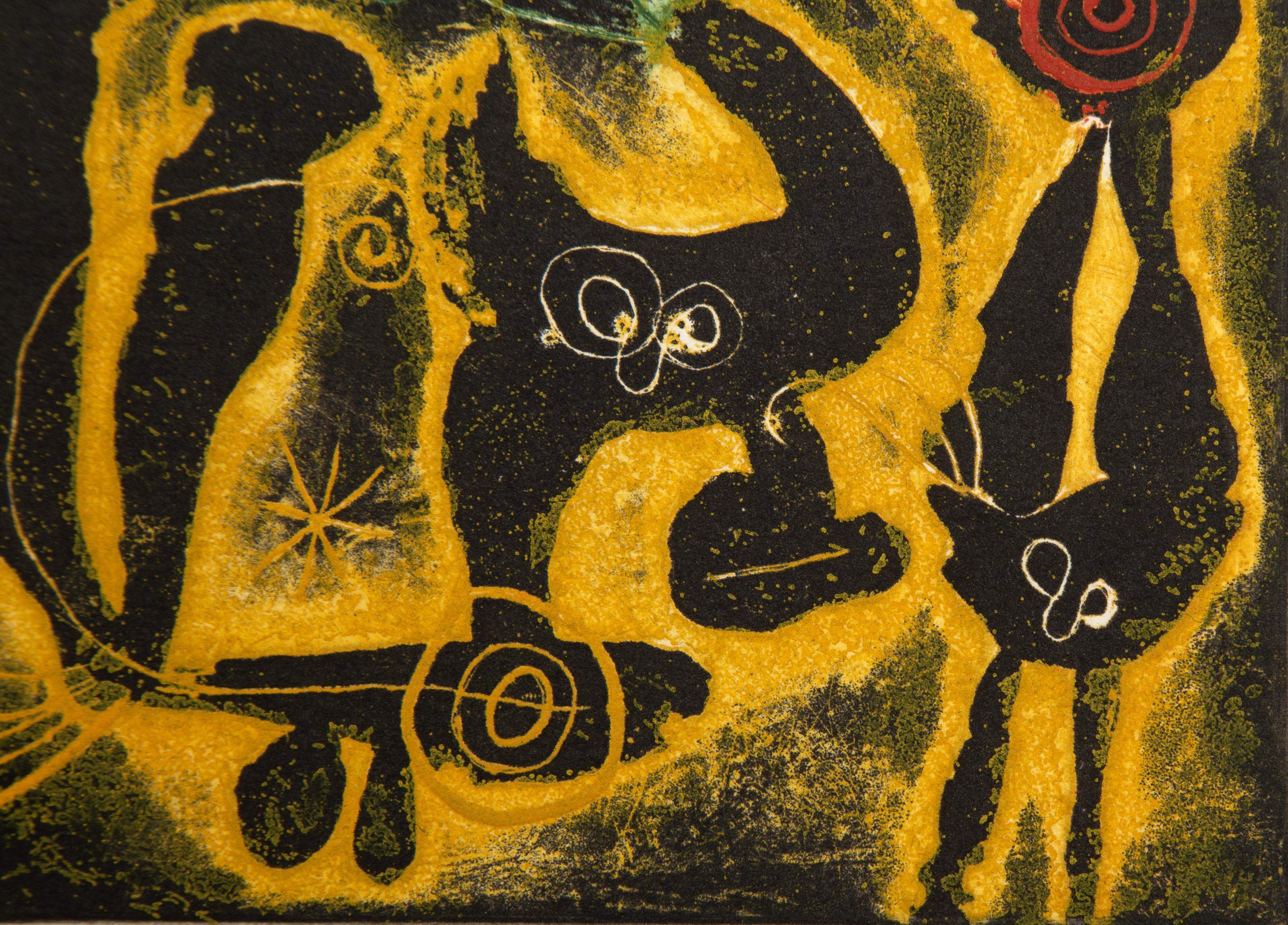  Joan Miro, Spanish (1893 - 1983) - Saccades (D 331), Year: 1962, Medium: Etching on Rives, Edition: 125, Image Size: 4 x 5 inches, Size: 10.25 x 13 in. (26.04 x 33.02 cm), Printer: Lacouriere et Frelaut, Paris, Publisher: Maeght Editeur, Paris,
