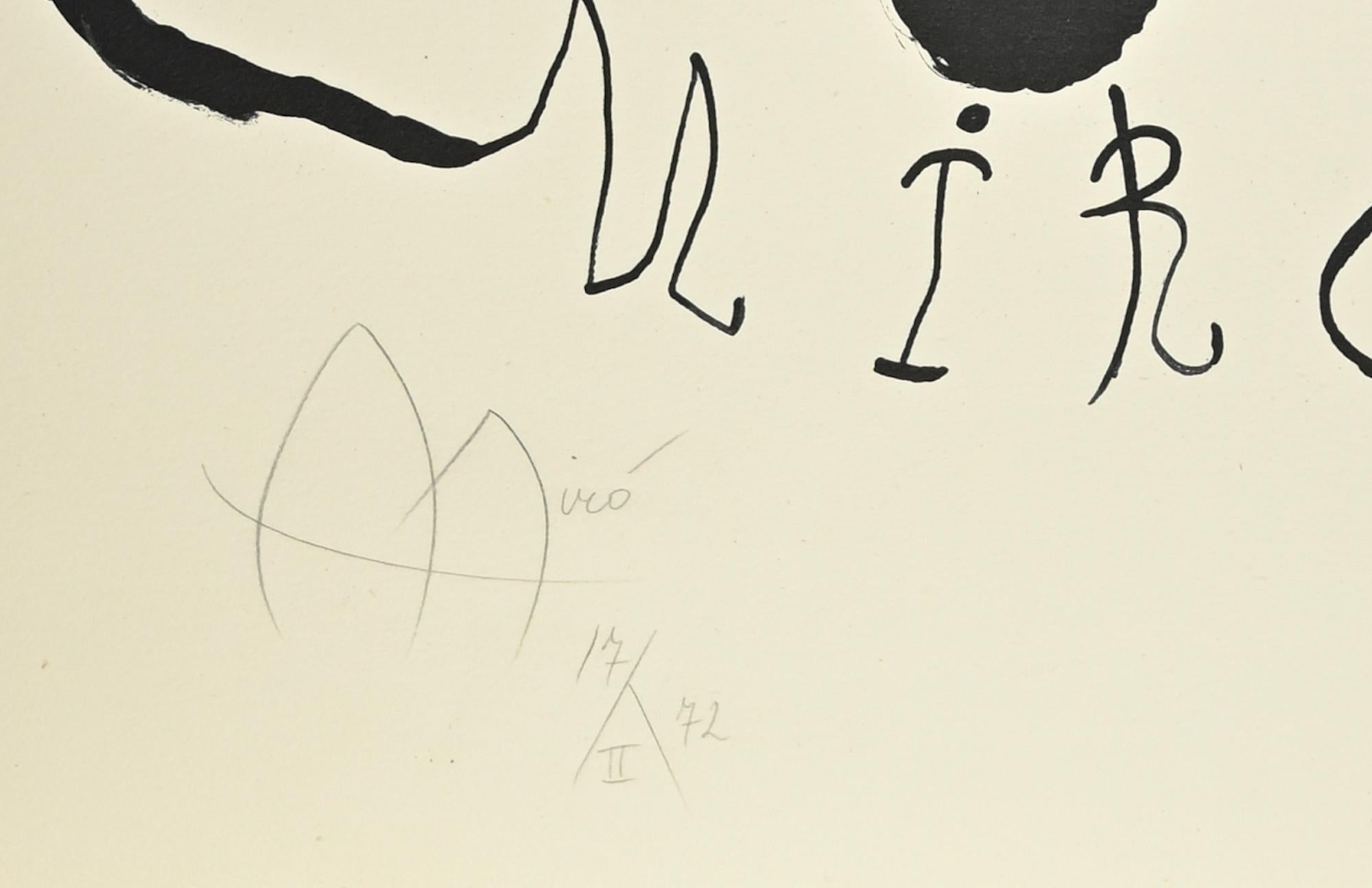 Sala Pelaires - Lithograph by J. Mirò - 1970 - Print by Joan Miró
