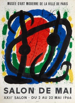 Salon de Mai d'après Joan Miro - affiche lithographique abstraite