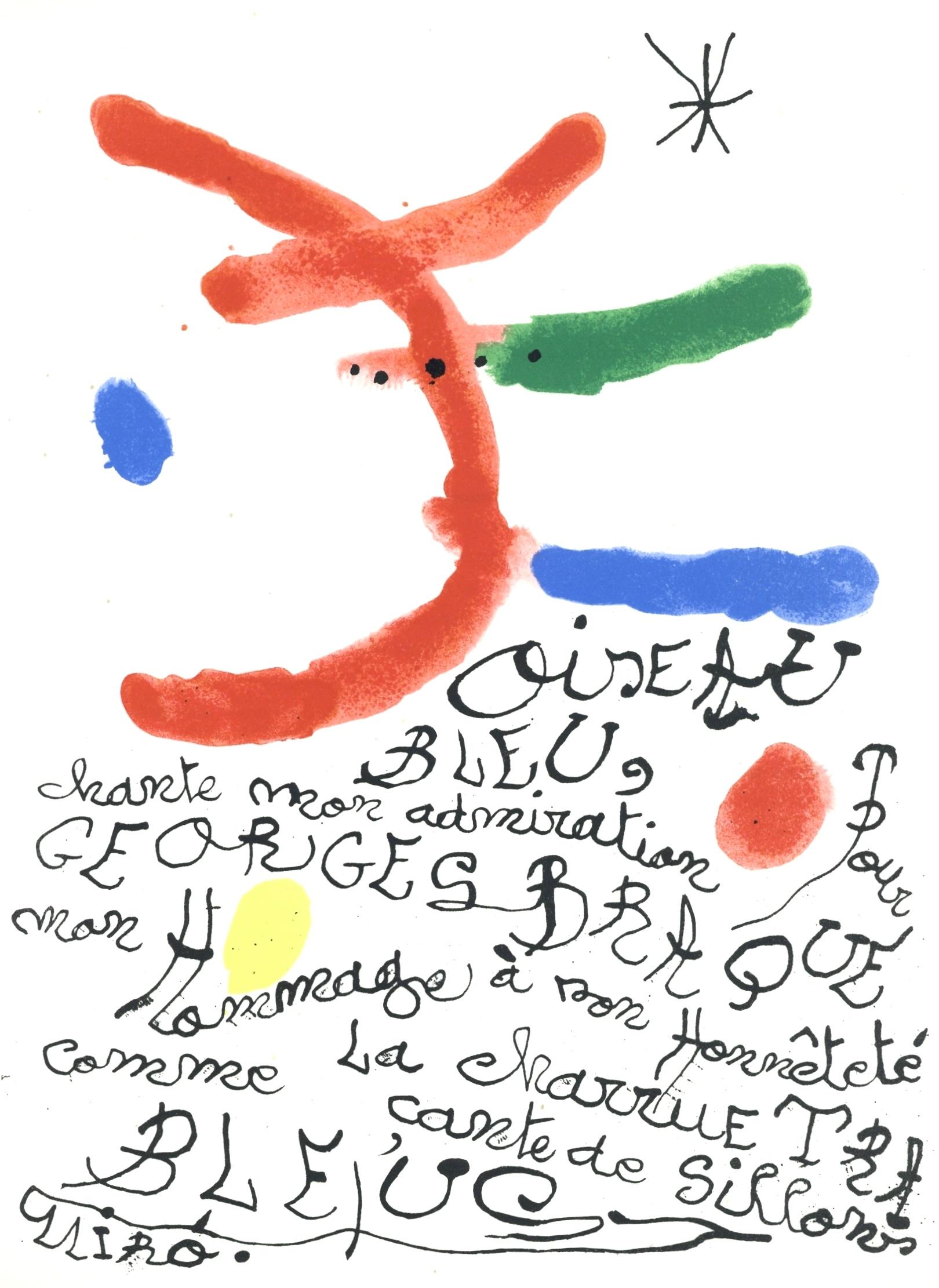 Joan Miró Abstract Print - Poême pour Georges Braque (Cramer 87), Derrière le miroir