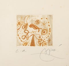 Série VI, gravure à la pointe sèche couleur de Joan Miro