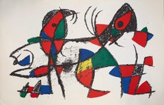 Set Of 2 Litografia Originale non Firmata VI & X - Joan Miro - 1972