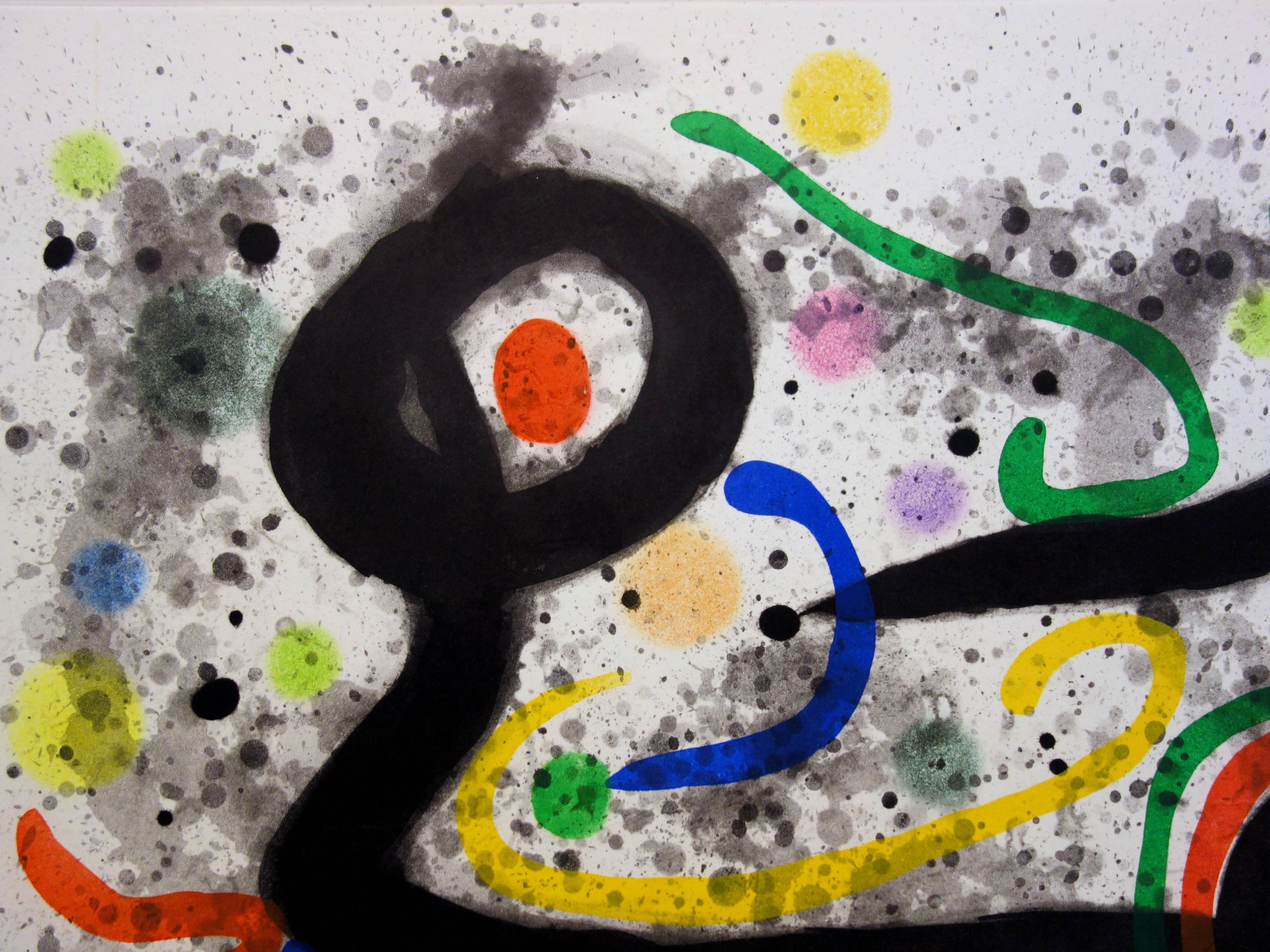 Joan MIRO
Sous la grele (Under the Storm), 1969

Original etching and aquatint
Pencil signed bottom left
Annotated HC (an hors commerce impression outside of the edition of  75)
On Mandeure vellum 62 x 89.5 cm (c. 25 x 36 inch)

REFERENCES : Catalog