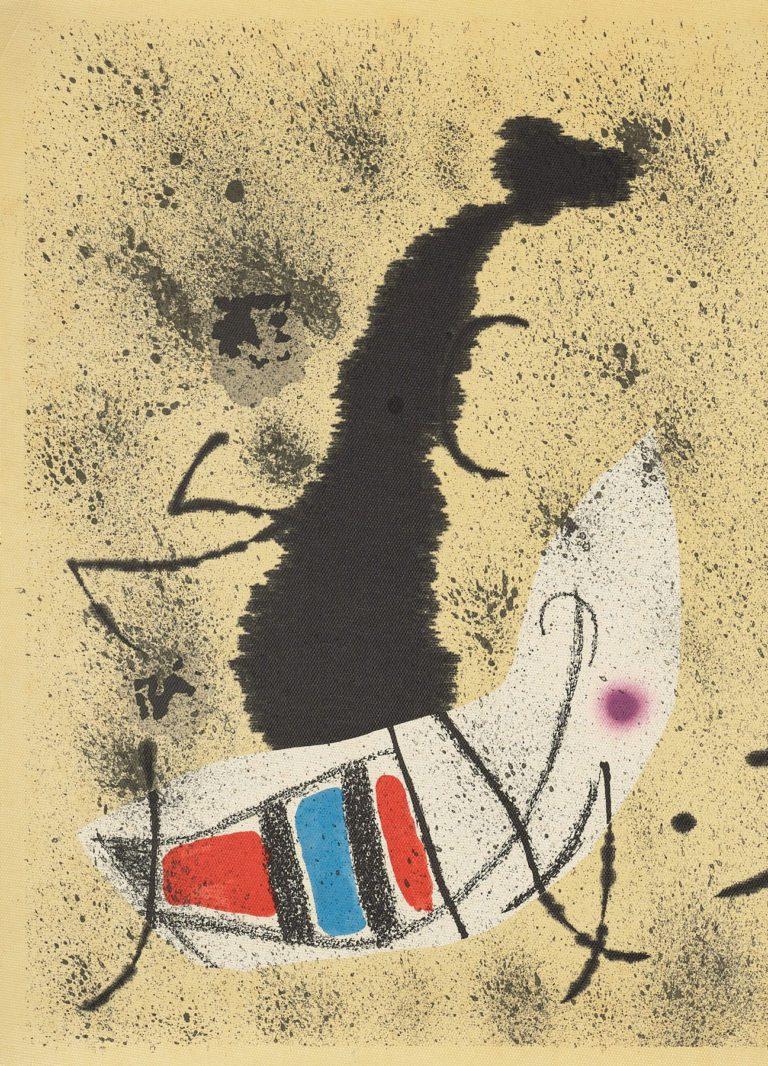 Artista spagnolo, litografia originale su tela del 1975, copertina di un libro per Rafael Alberti - Print di Joan Miró