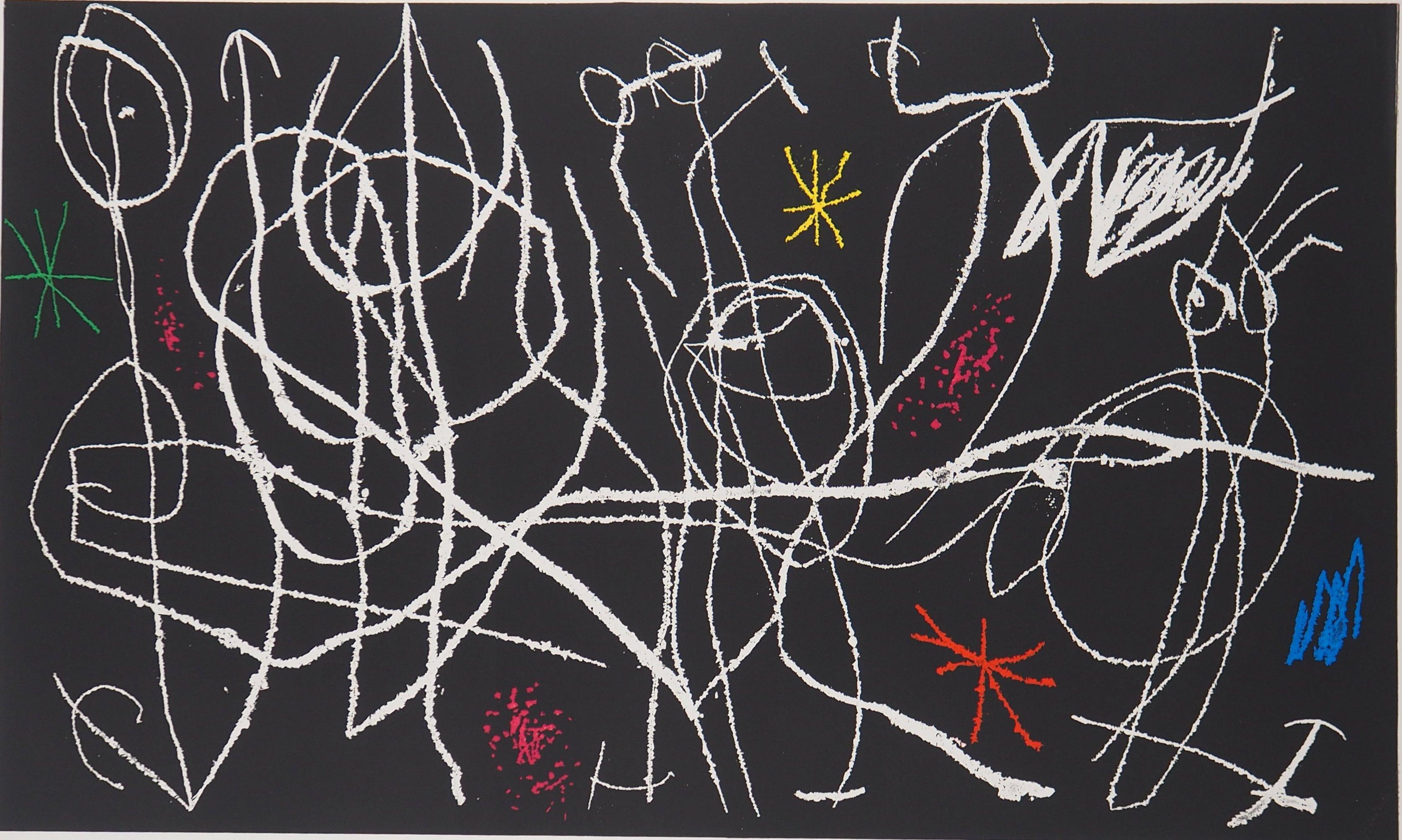 Sunday Guest II - Tall Original Etching, Handsigned (Dupin #481) - Black Abstract Print by Joan Miró