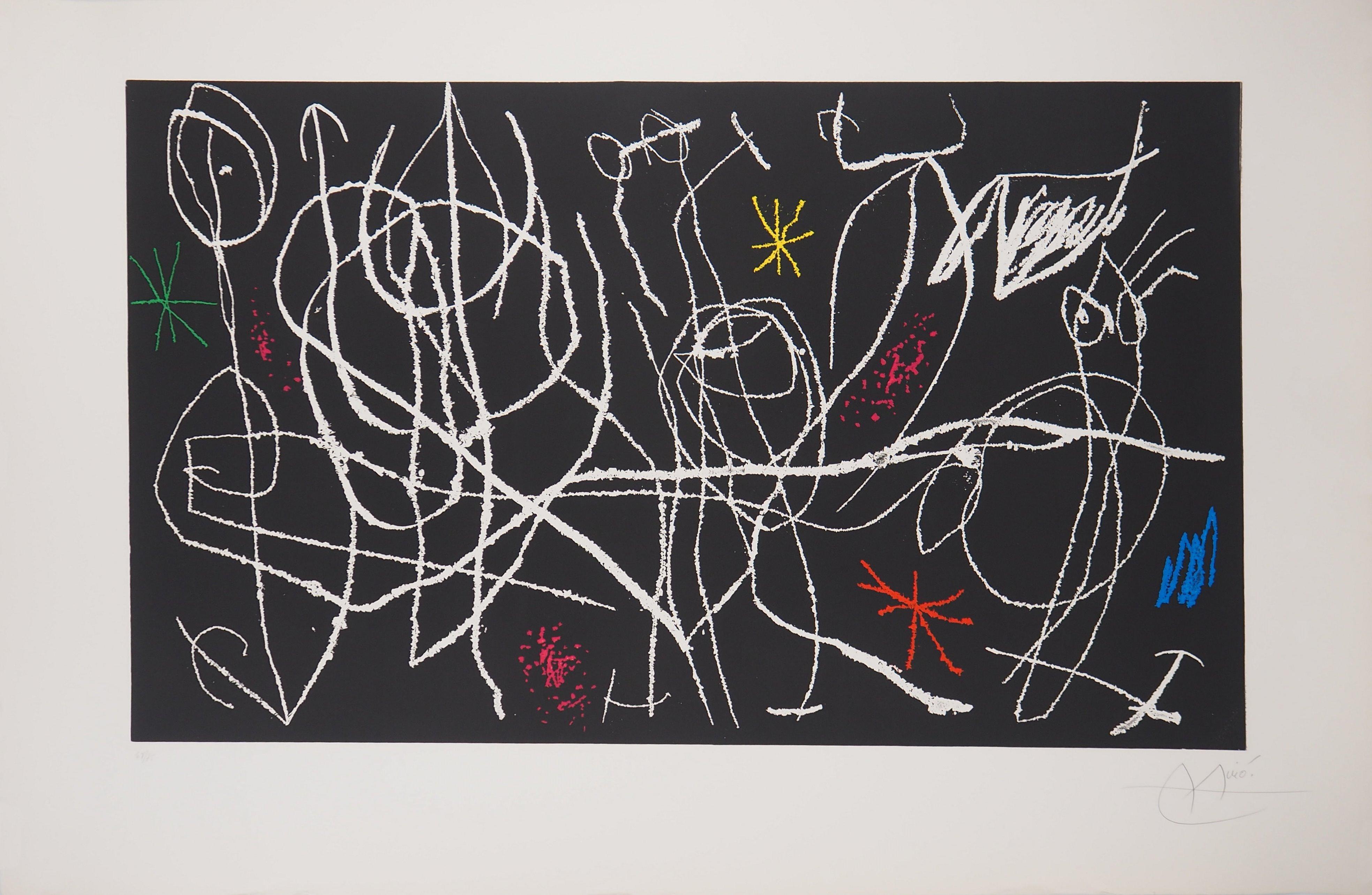 Abstract Print Joan Miró - Sunday Guest II - Grande gravure originale, signée à la main (Dupin n° 481)