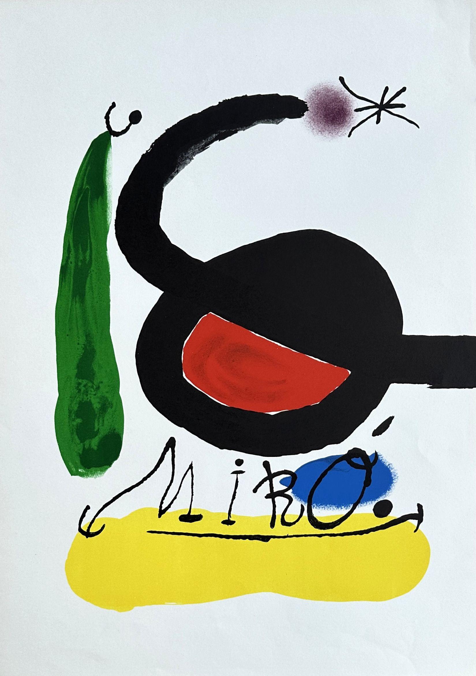 Abstract Print Joan Miró - Oiseau surréaliste - Lithographie en couleurs signée dans l'assiette - 1971