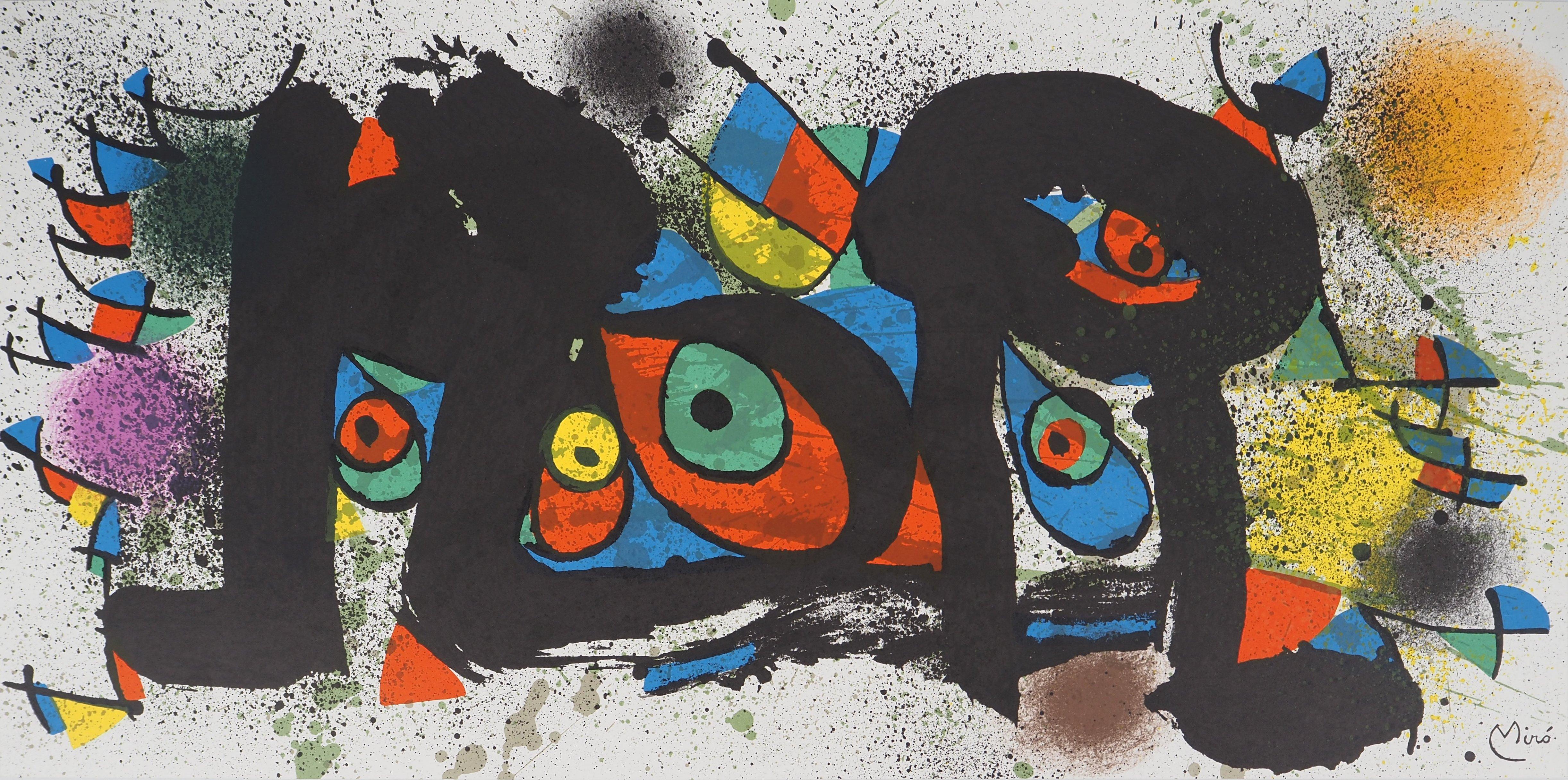 Abstract Print di Joan Miró - Uccelli surrealisti - Litografia originale firmata sulla lastra - Mourlot #948