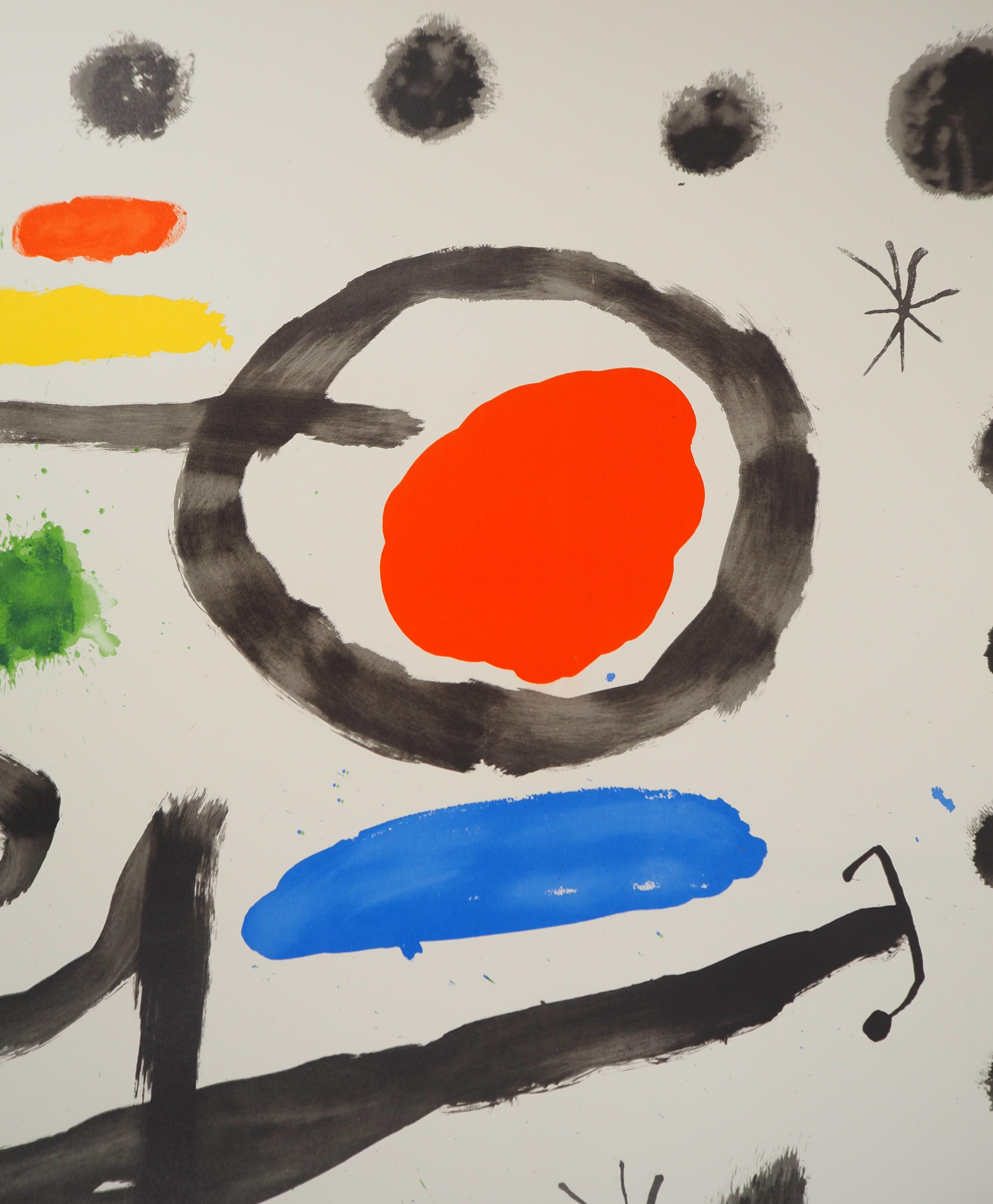 Surrealistische Komposition – Originallithographie (Mourlot #355) (Grau), Abstract Print, von Joan Miró