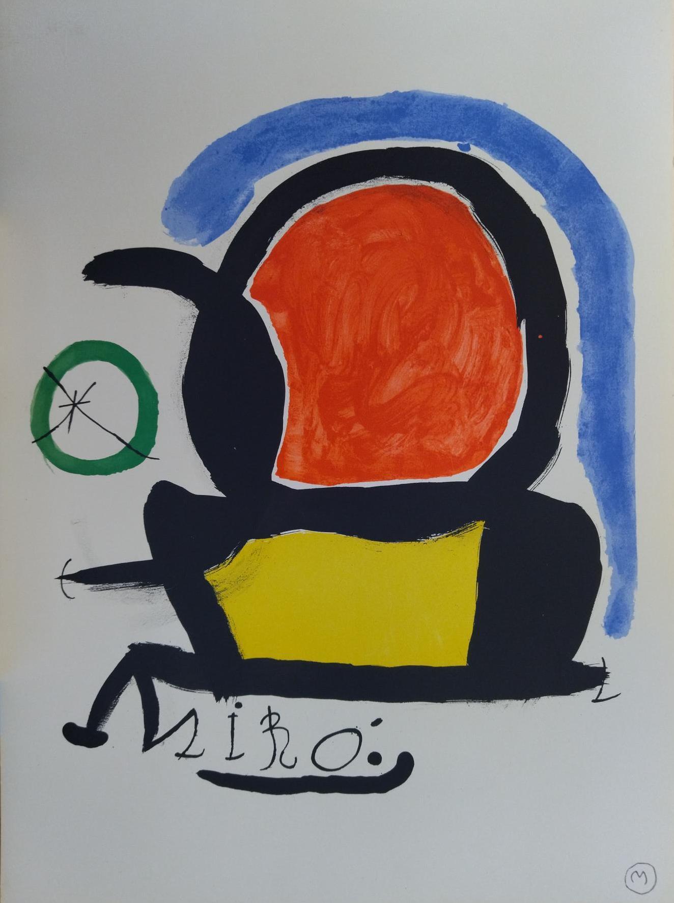 Miro 185. vertical. noir. rouge. jaune.  TAPIZ DE TARRAGONA - Abstrait Print par Joan Miró