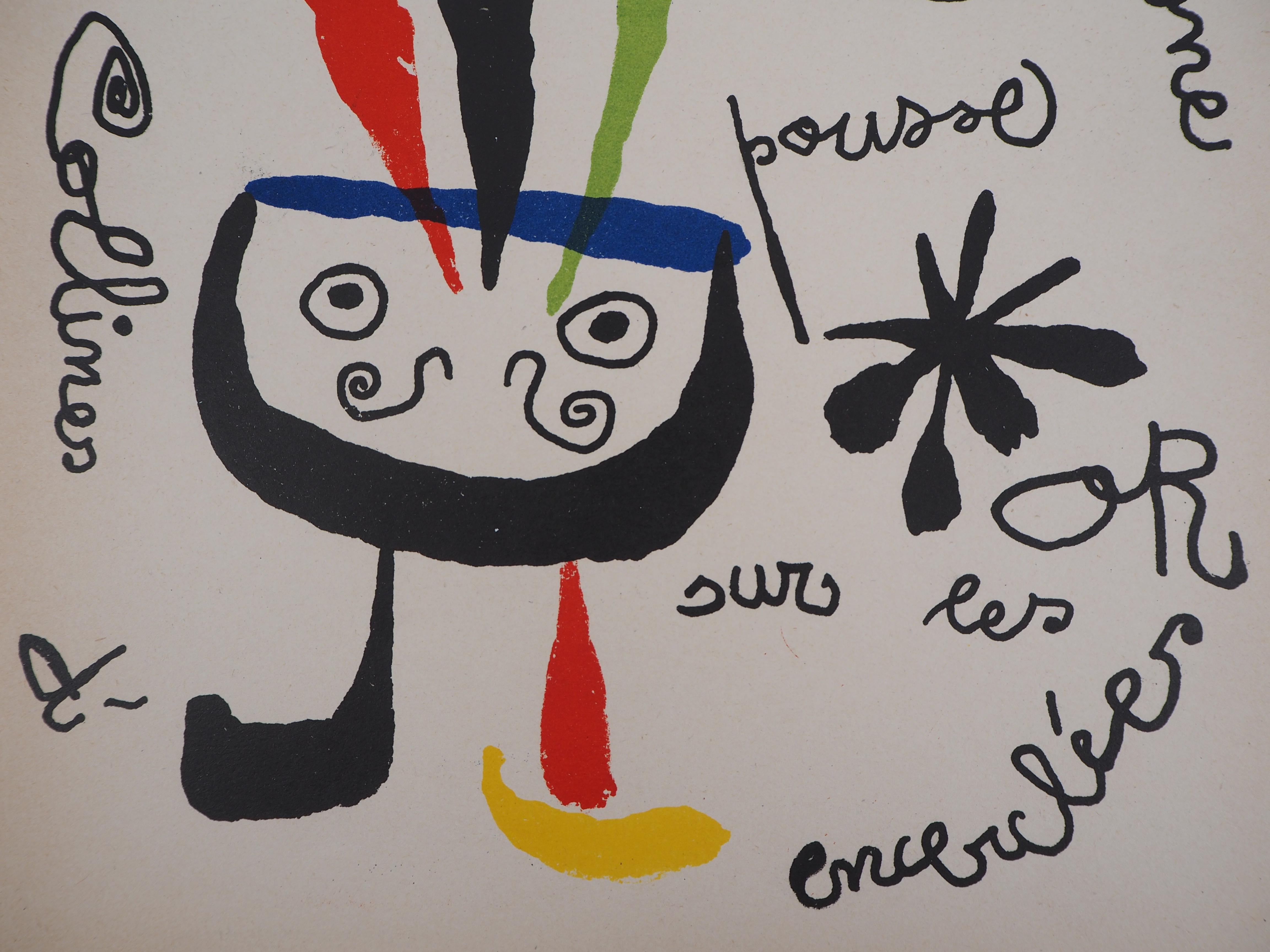 L'uccello - Litografia originale - (Mourlot #185) - Abstract Print Grigio di Joan Miró