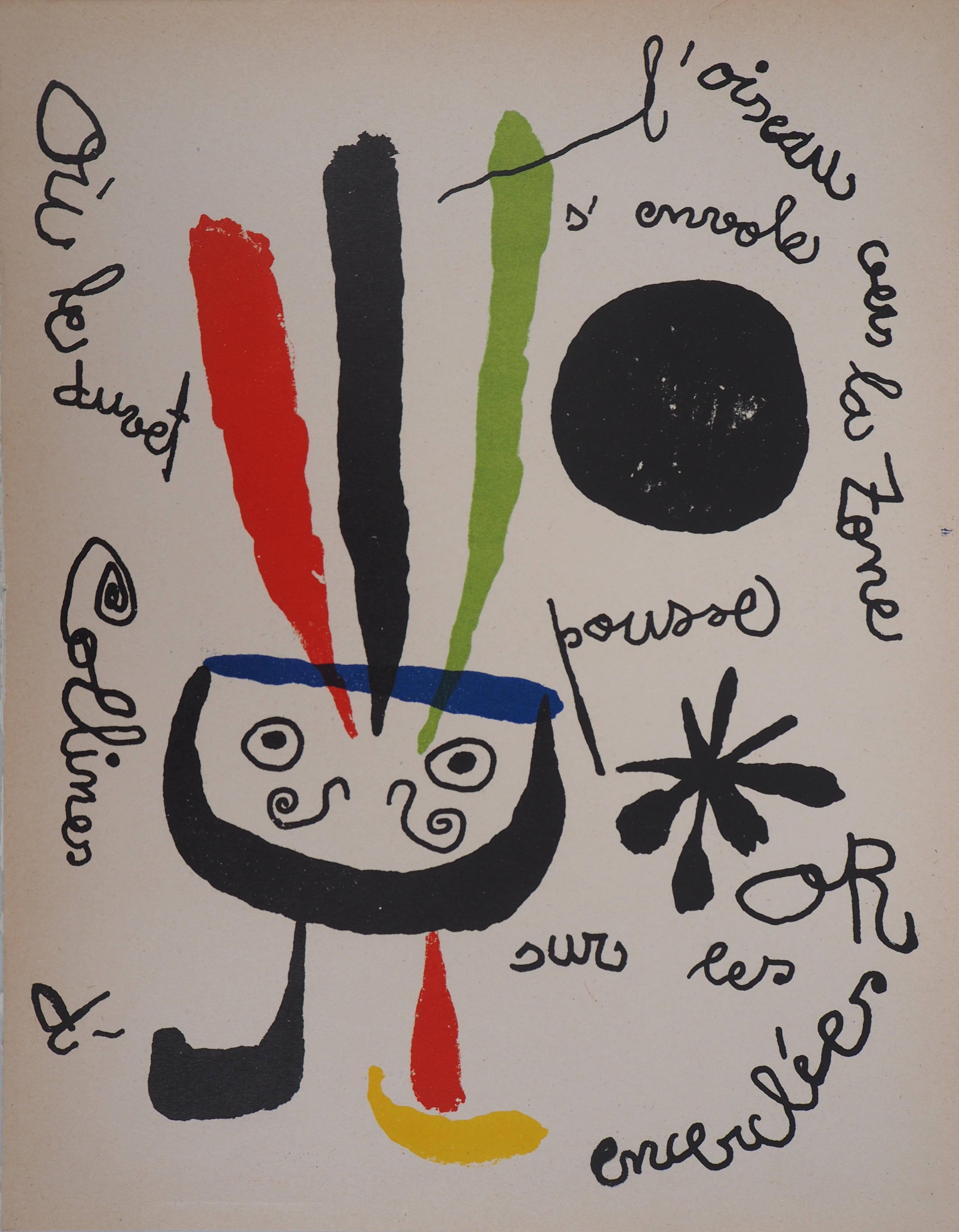 Joan Miró Abstract Print - The Bird - Original lithograph - (Mourlot #185)