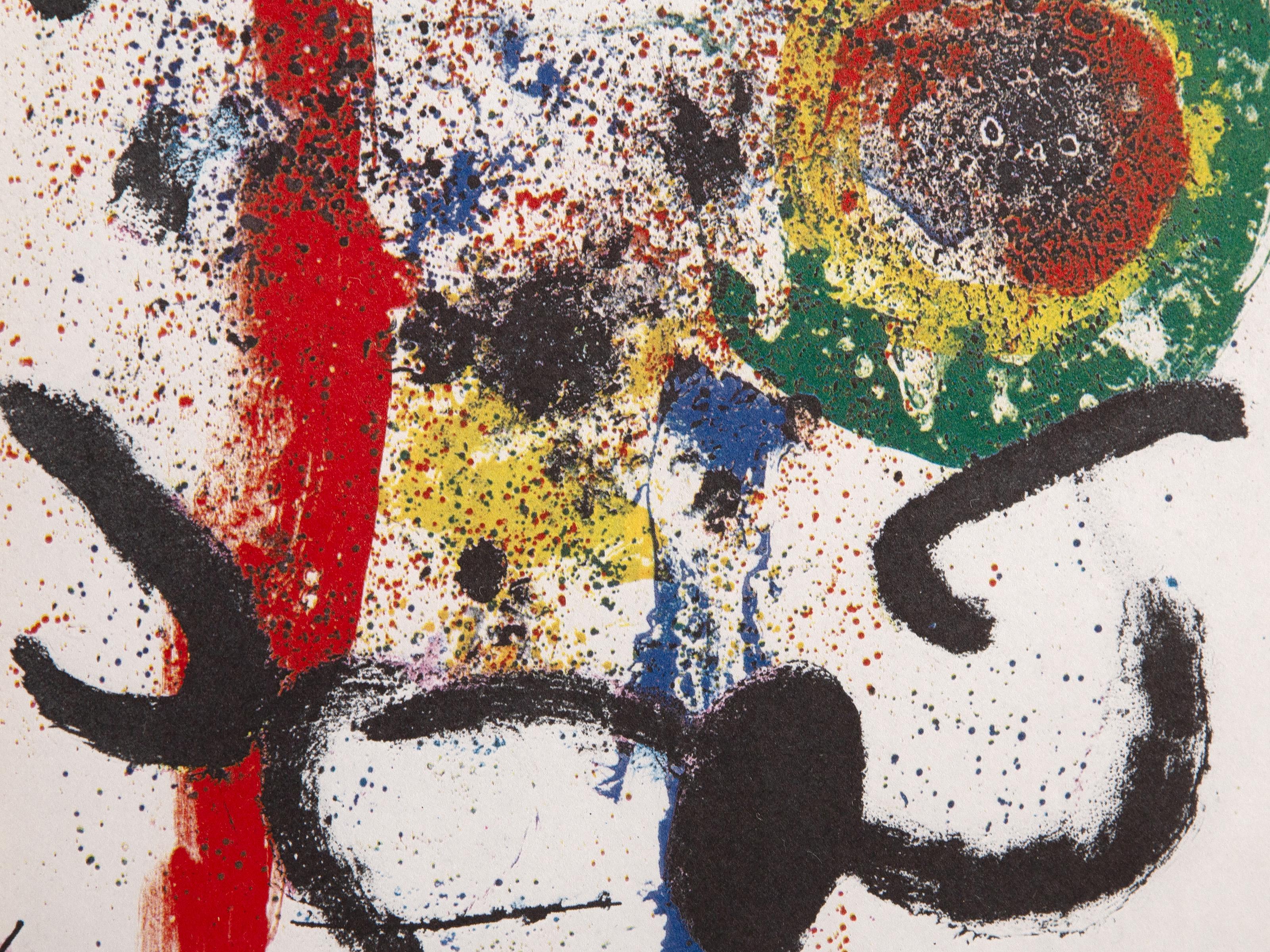 La cascata da Indelible Miro, litografia offset surrealista di Joan Mirò - Abstract Print Beige di Joan Miró