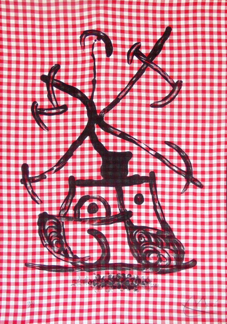 Abstract Print di Joan Miró - La signora che gioca a dama  La Dame aux Damiers - Surrealismo astratto spagnolo