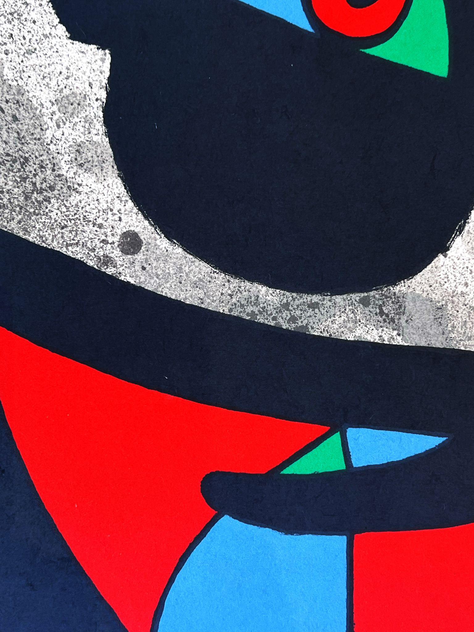 Die Eidechse mit goldenen Federn (Schwarz), Abstract Print, von Joan Miró