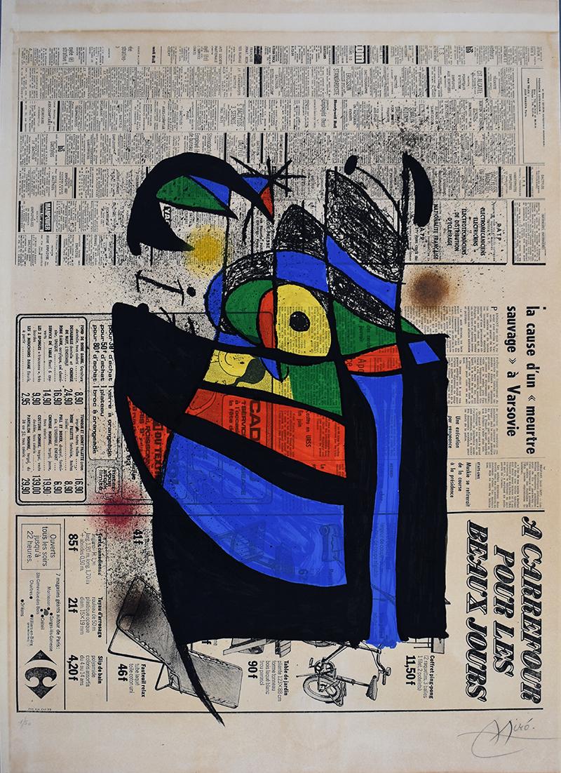 Joan Miró Abstract Print - The Newspaper  Le Journal - Spanish Modern Master, Original Print