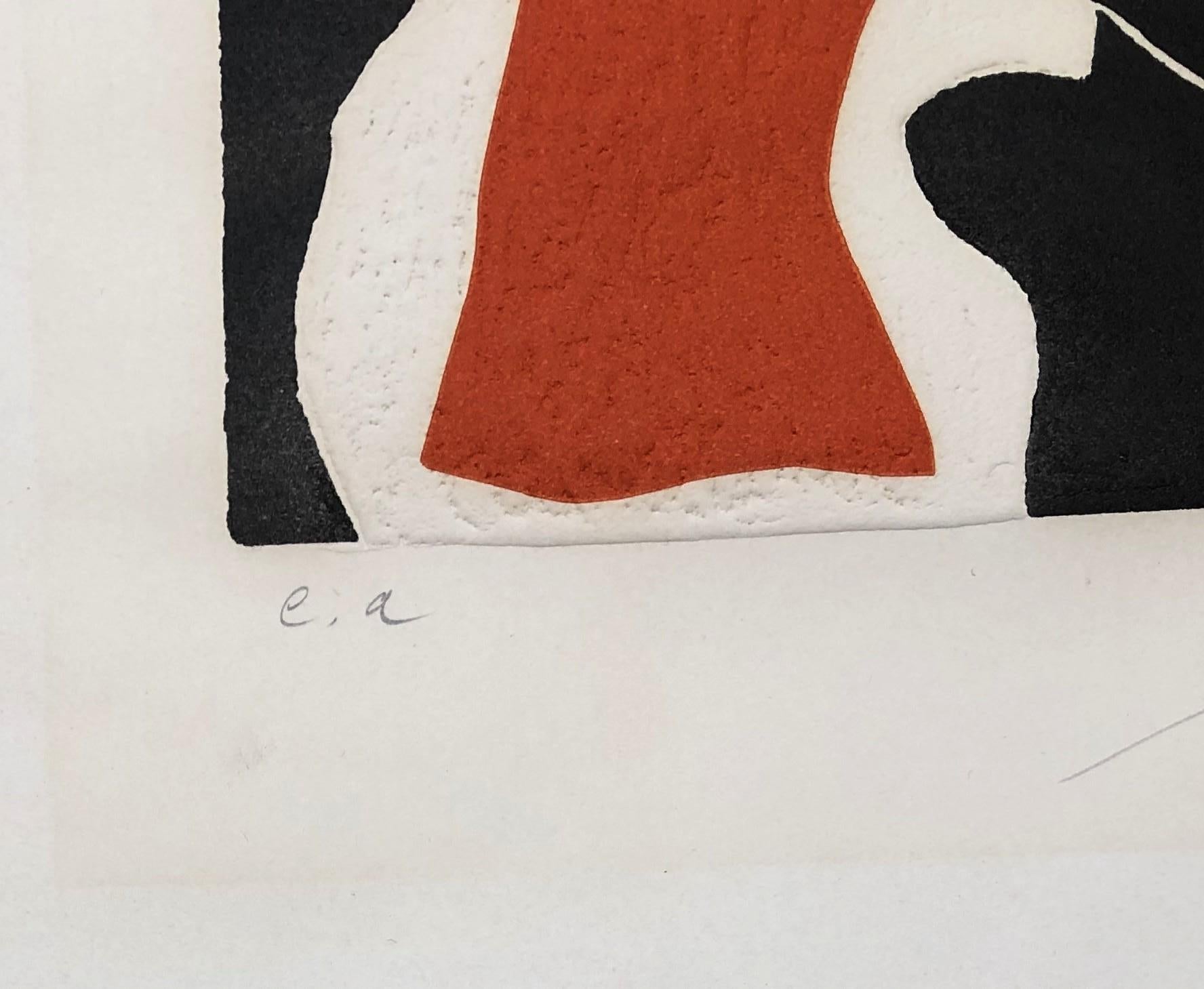 The Secret Mirror of Fire and Cold - Original Etching Handsigned  - Beige Abstract Print by Joan Miró