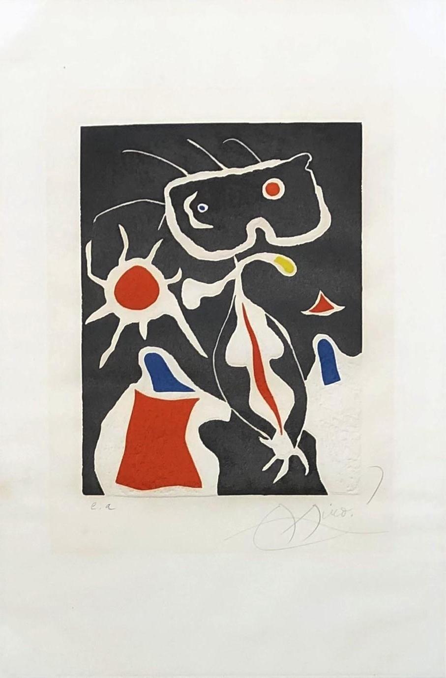 Joan Miró Abstract Print - The Secret Mirror of Fire and Cold - Original Etching Handsigned 