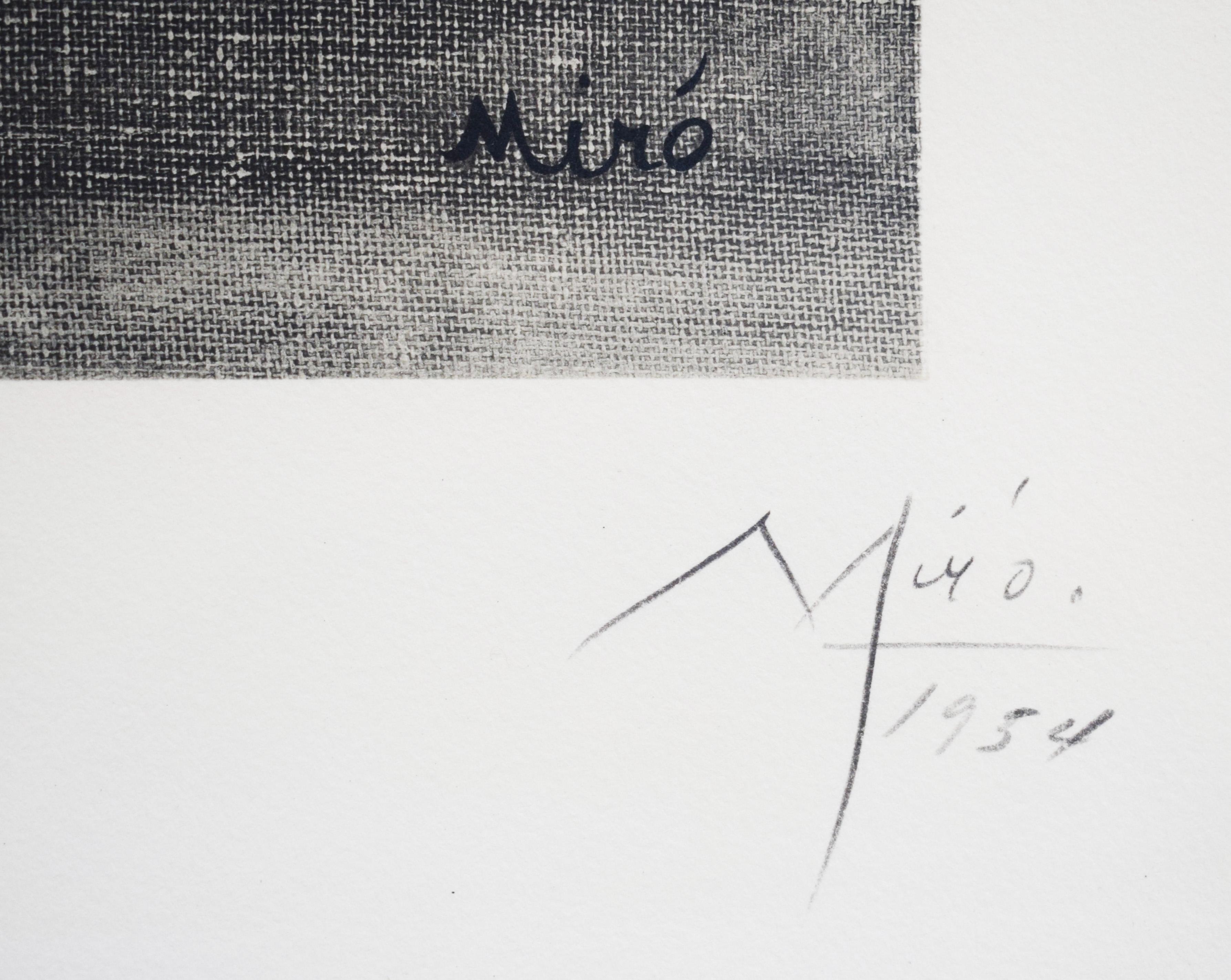 The Smile with Flaming Wings - Surrealism Spanish 1954 - Surrealist Print by Joan Miró